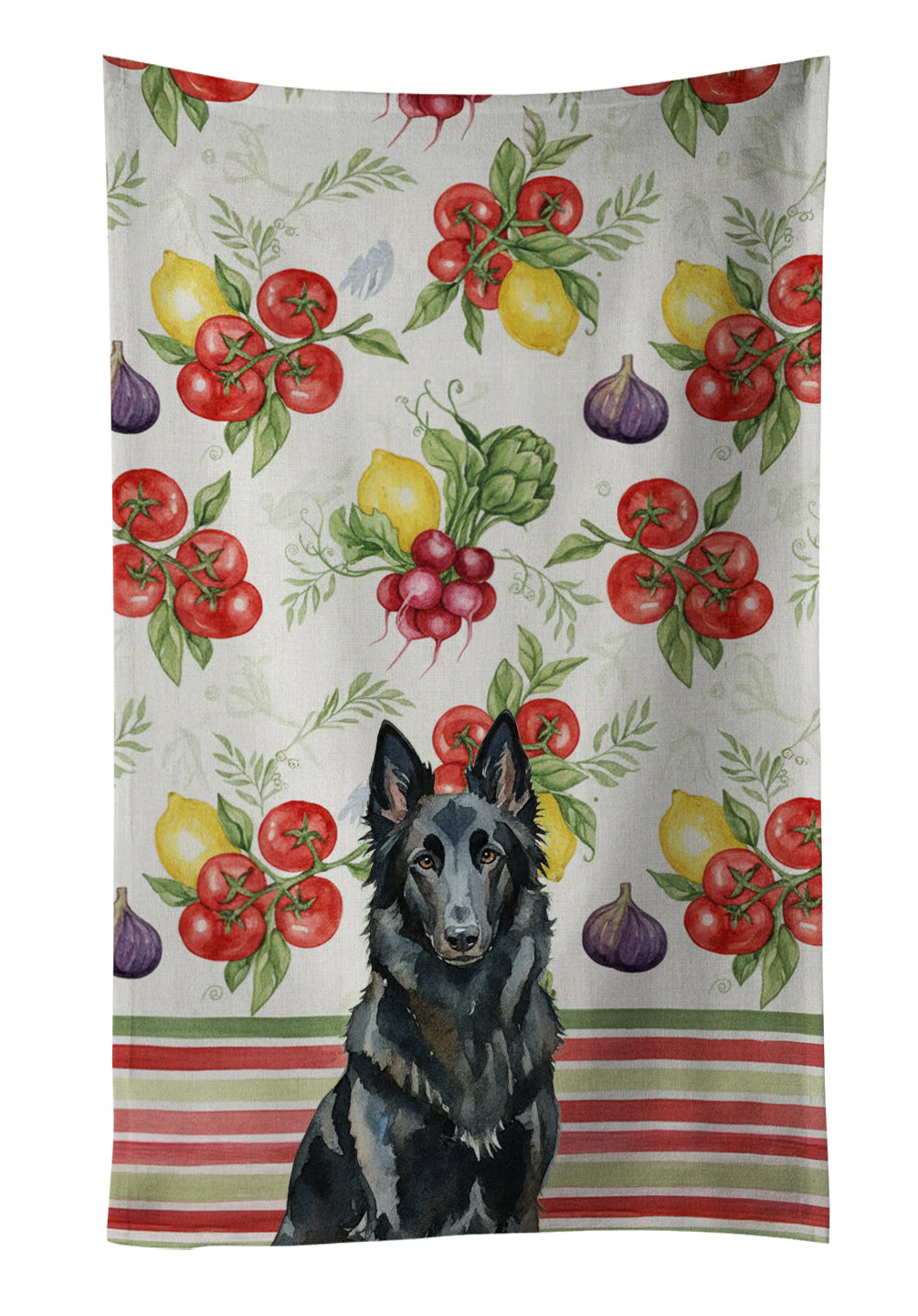 Caroline's Treasures Belgian Sheepdog Groenendael Vegetables Kitchen Towel