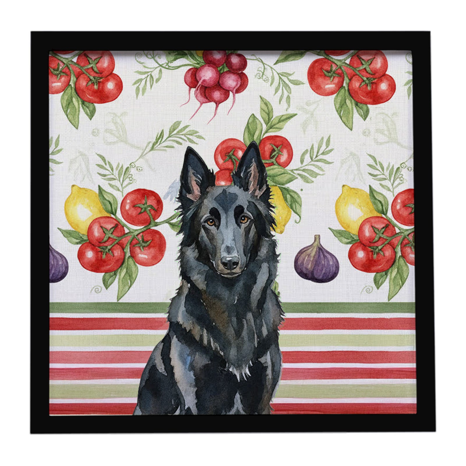 Caroline's Treasures Belgian Sheepdog Groenendael Vegetables Framed Metal Print