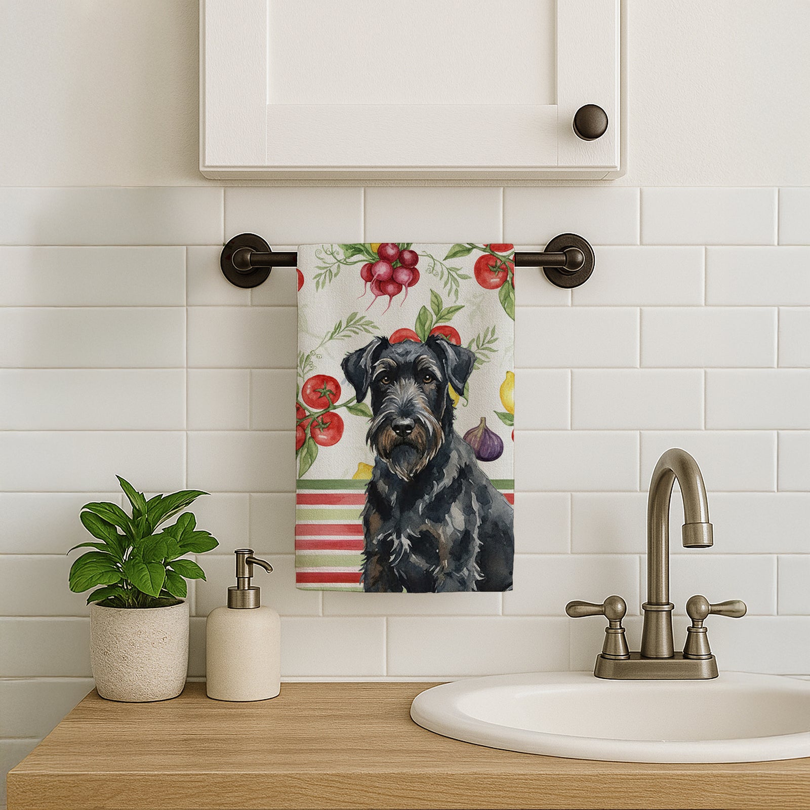 Caroline's Treasures Black Russian Terrier Vegetables Kitchen Towel