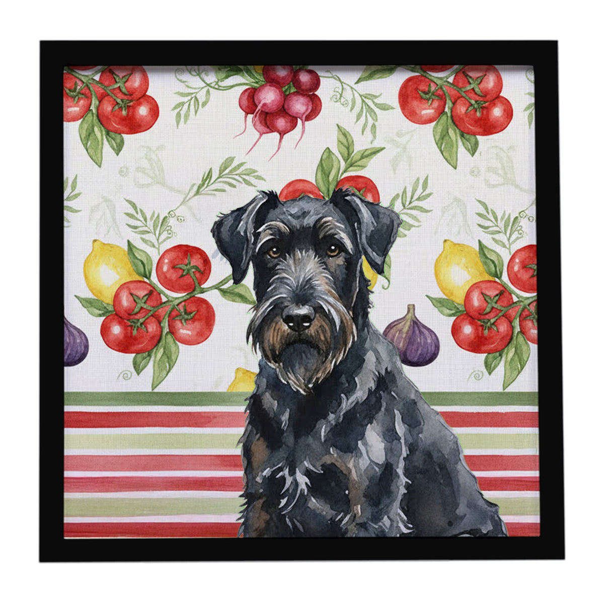 Caroline's Treasures Black Russian Terrier Vegetables Framed Metal Print