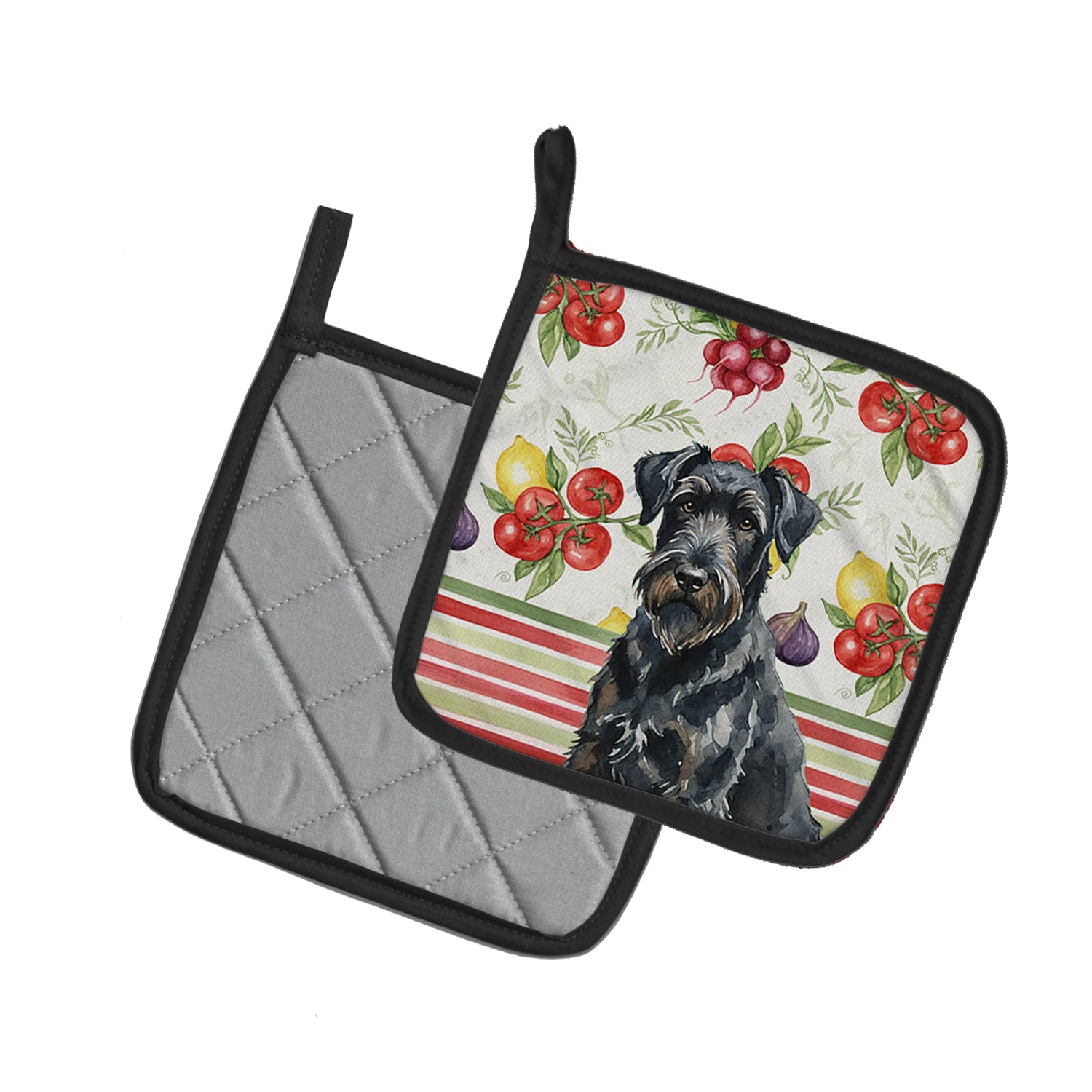 Caroline's Treasures Black Russian Terrier Vegetables Pair of Pot Holders