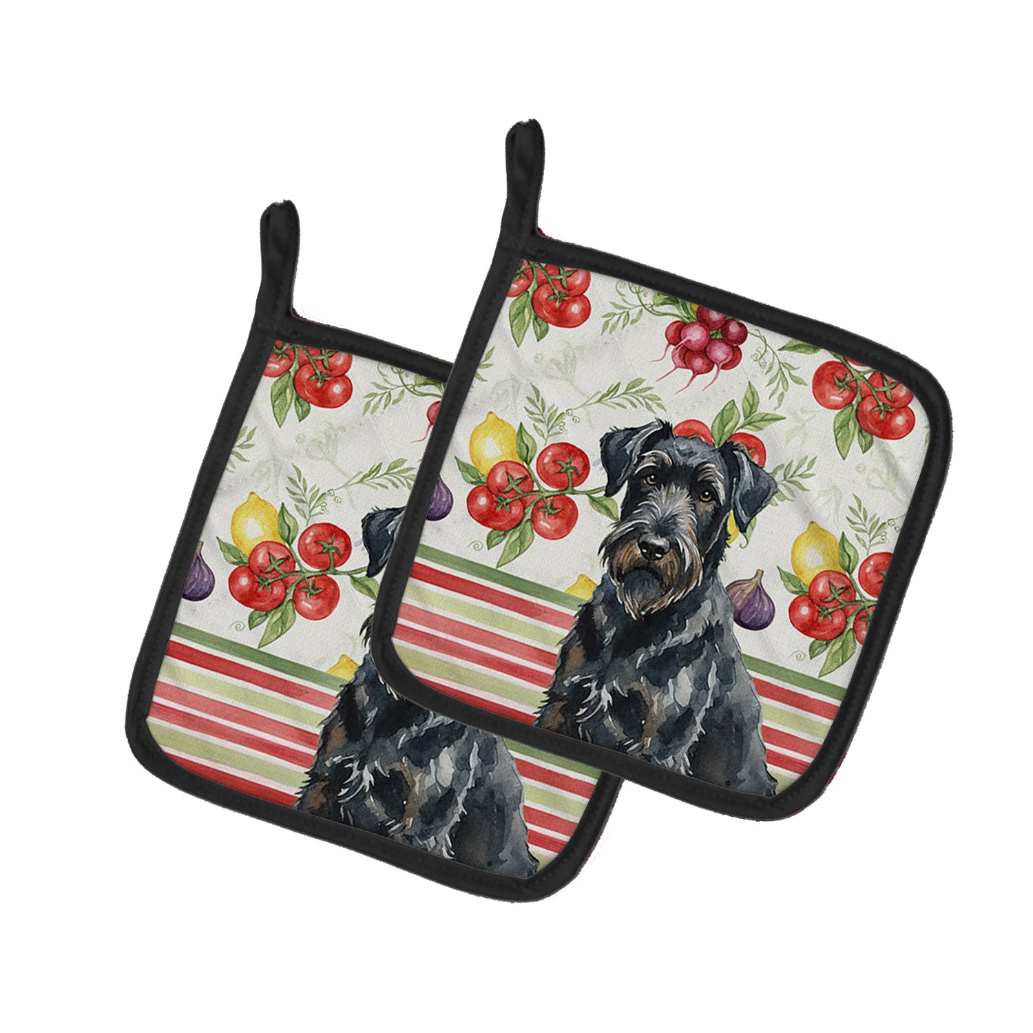 Caroline's Treasures Black Russian Terrier Vegetables Pair of Pot Holders