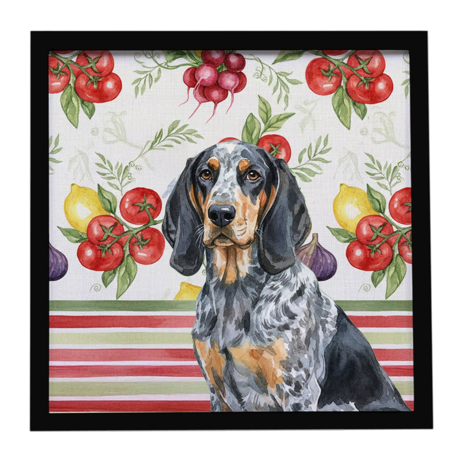 Caroline's Treasures Bluetick Coonhound Vegetables Framed Metal Print