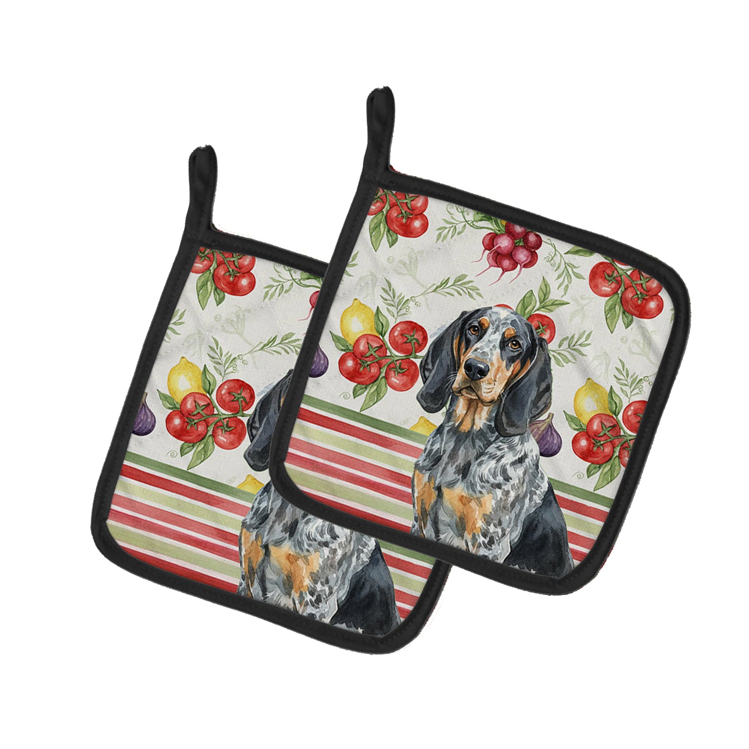 Caroline's Treasures Bluetick Coonhound Vegetables Pair of Pot Holders