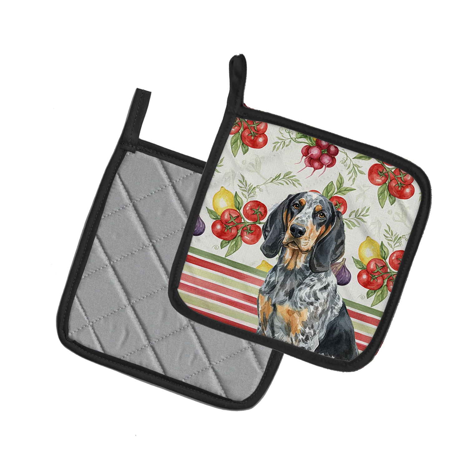 Caroline's Treasures Bluetick Coonhound Vegetables Pair of Pot Holders