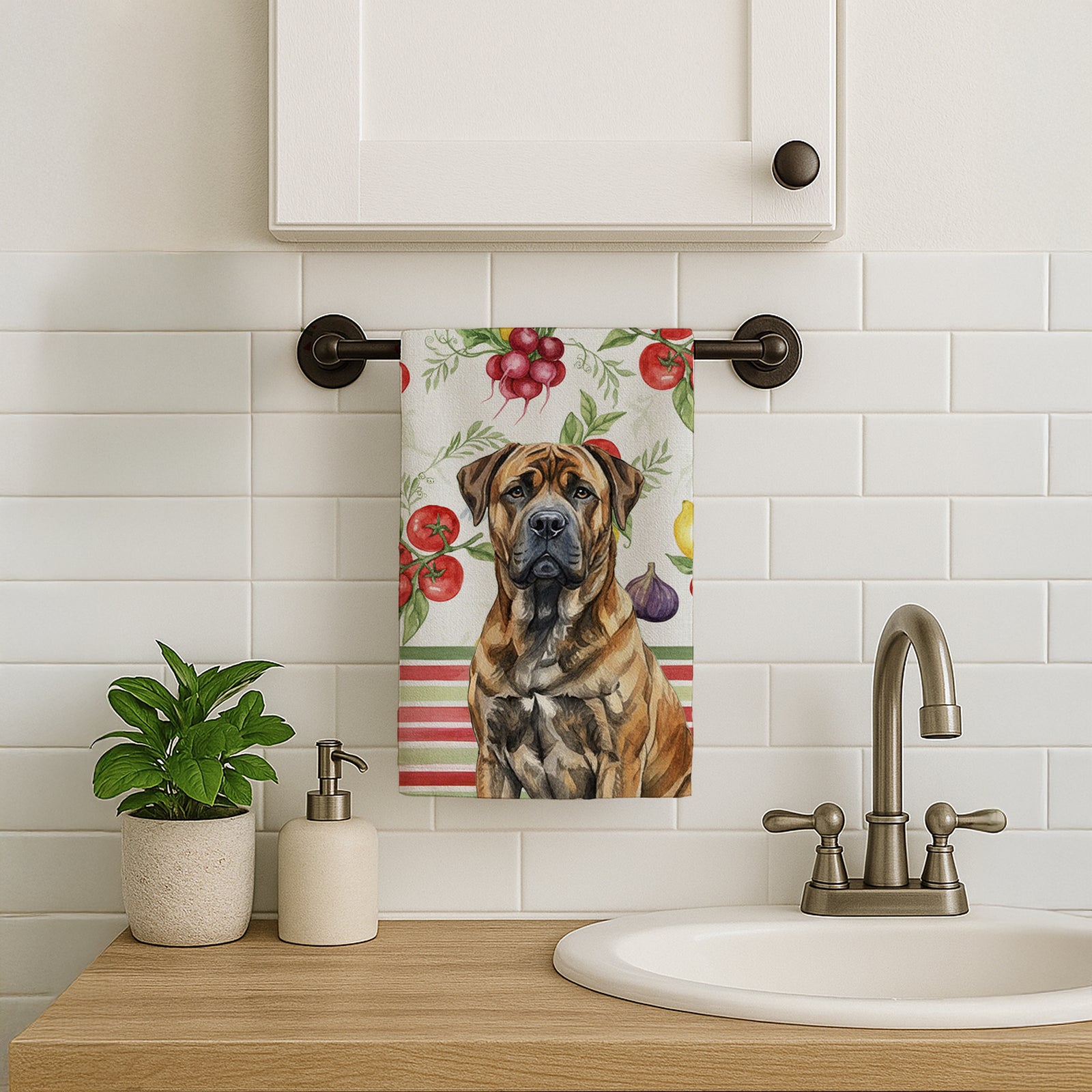 Caroline's Treasures Brindle Boerboel Vegetables Kitchen Towel