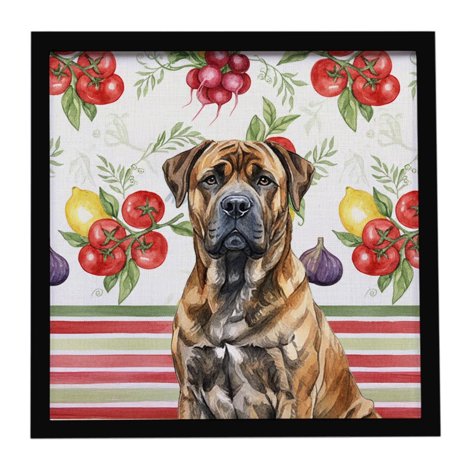 Caroline's Treasures Brindle Boerboel Vegetables Framed Metal Print