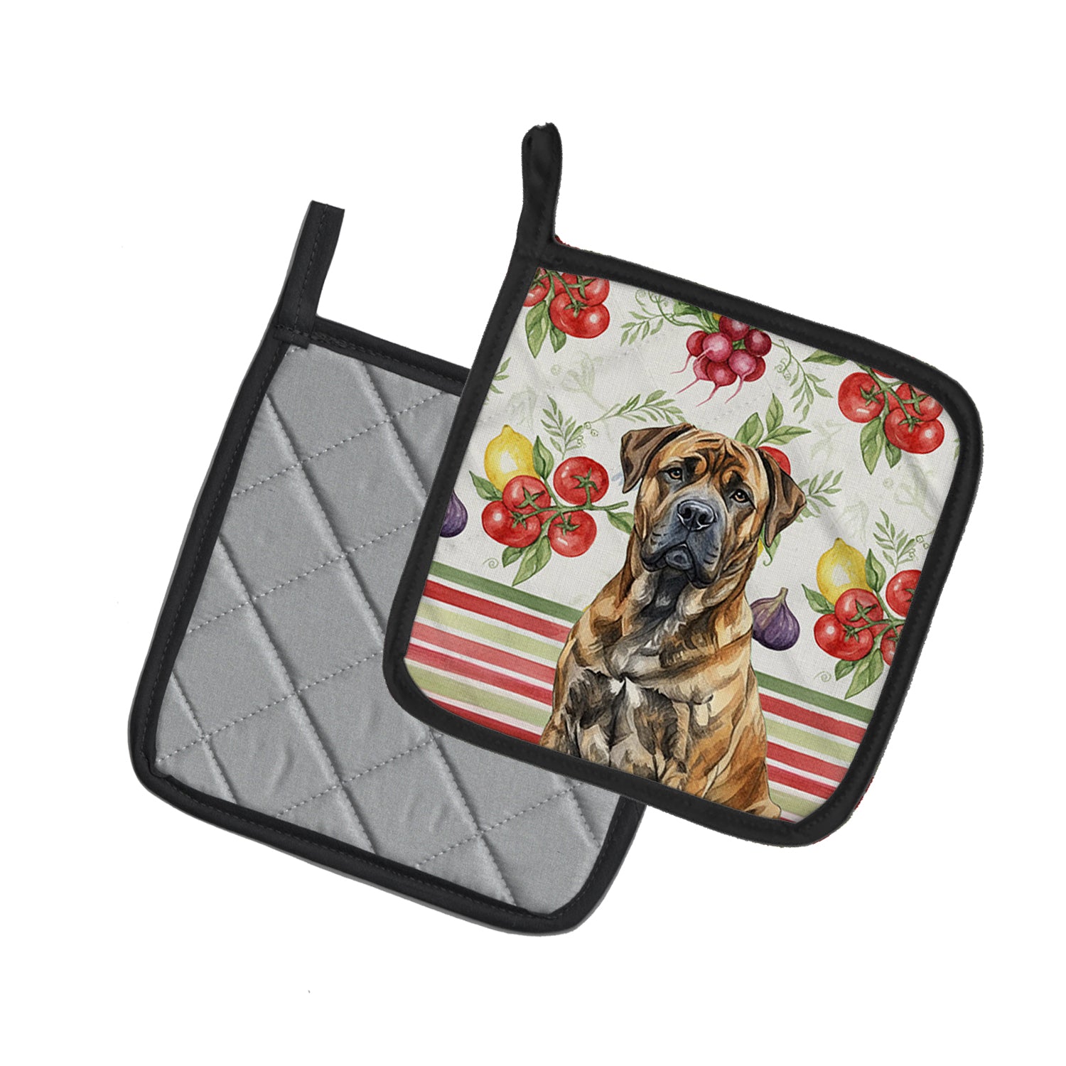 Caroline's Treasures Brindle Boerboel Vegetables Pair of Pot Holders