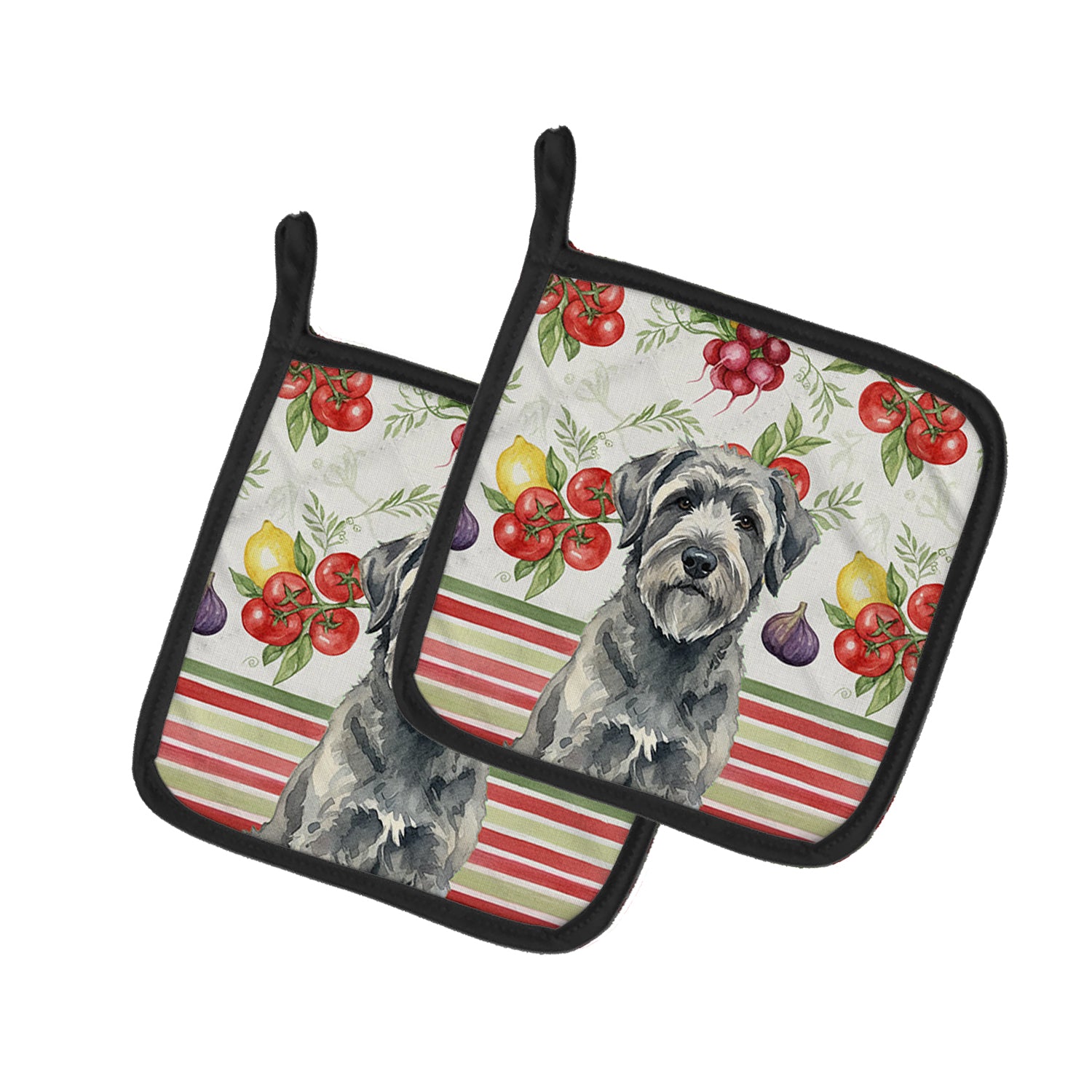 Caroline's Treasures Gray Bouvier des Flandres Vegetables Pair of Pot Holders