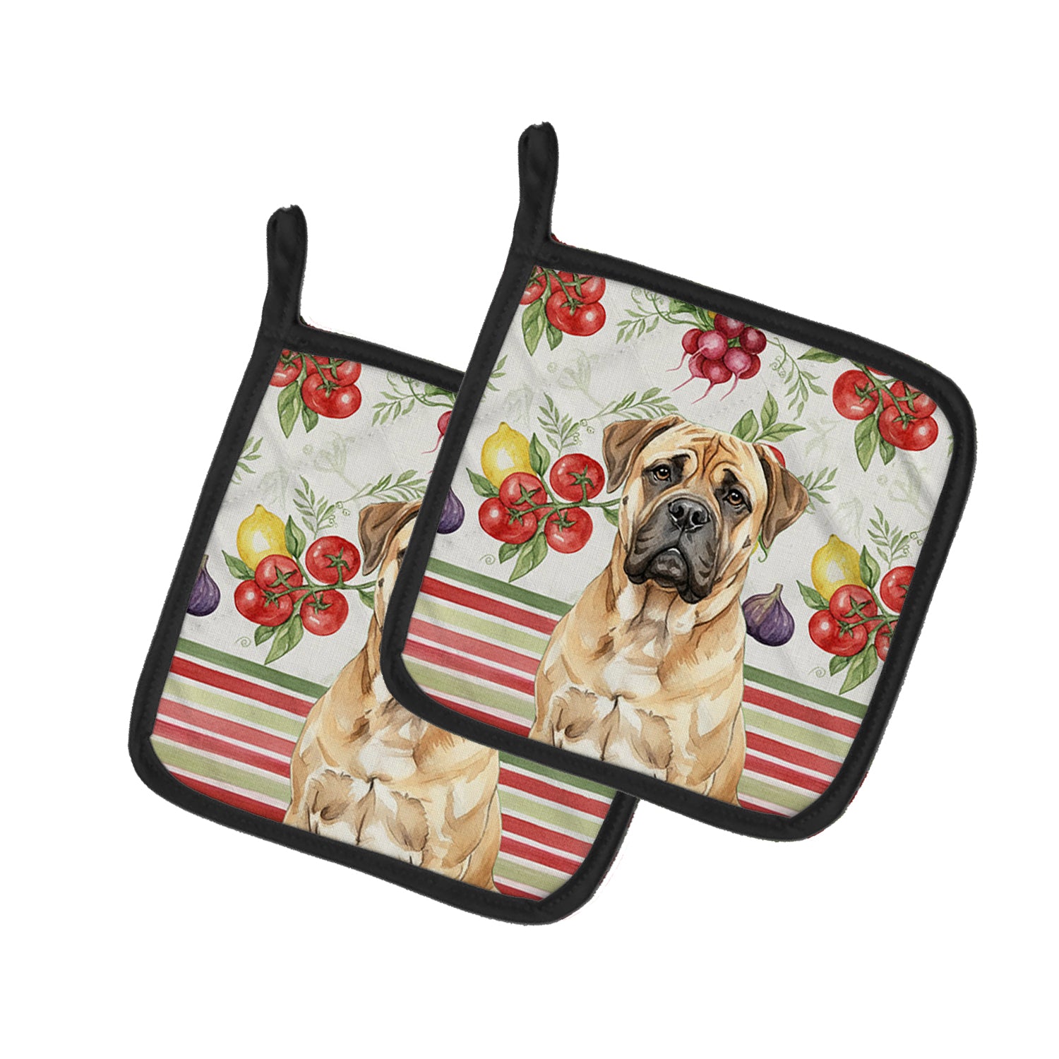 Caroline's Treasures Bullmastiff Vegetables Pair of Pot Holders