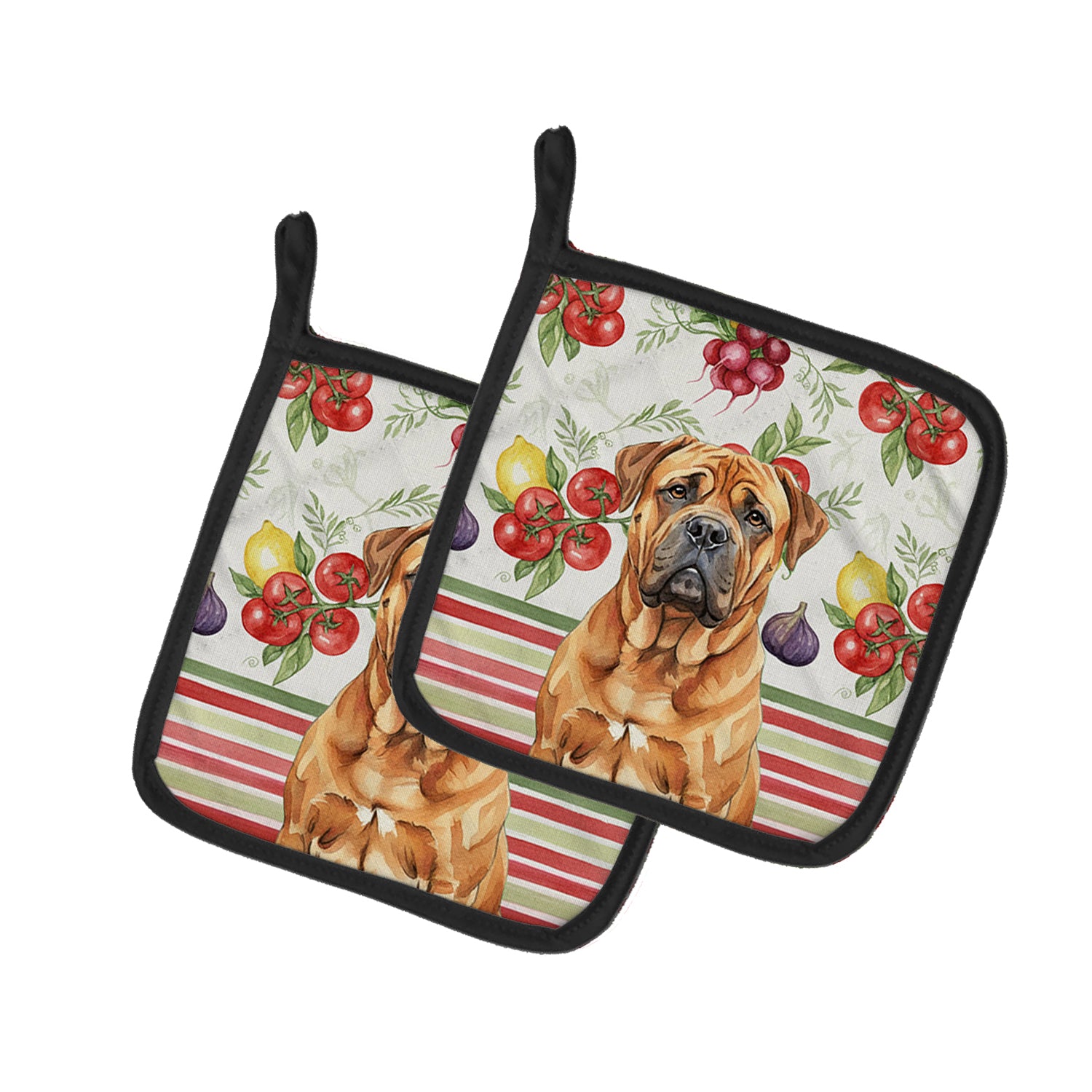 Caroline's Treasures Red Bullmastiff Vegetables Pair of Pot Holders