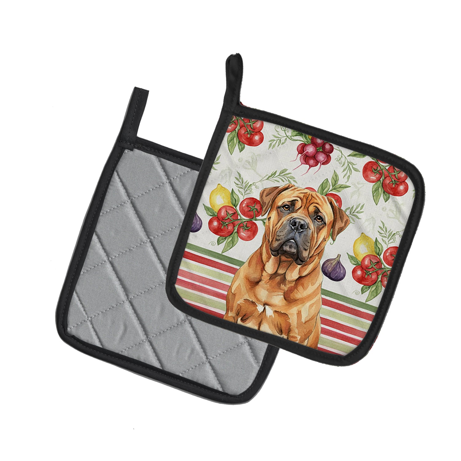Caroline's Treasures Red Bullmastiff Vegetables Pair of Pot Holders
