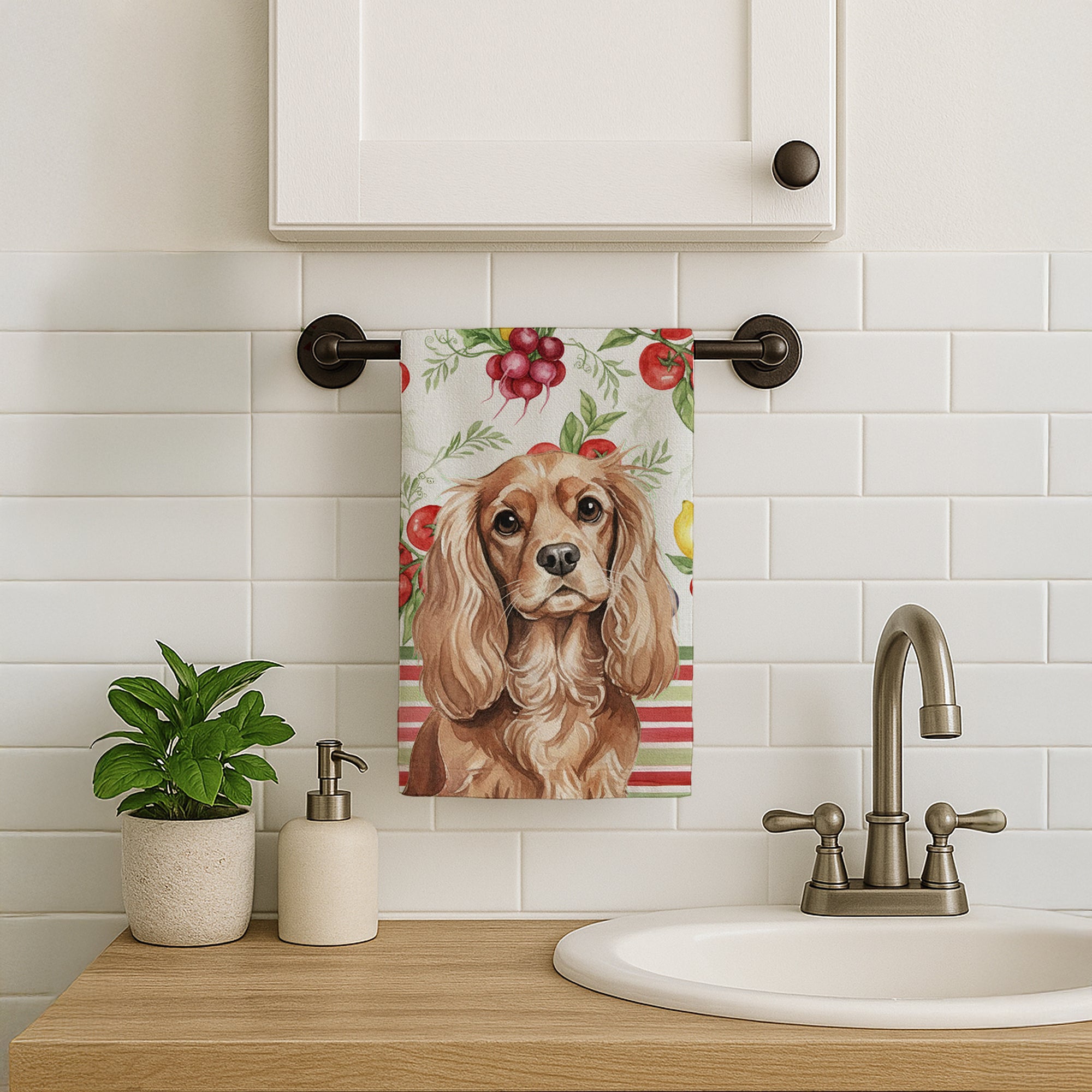 Caroline's Treasures Ruby Cavalier Spaniel Vegetables Kitchen Towel