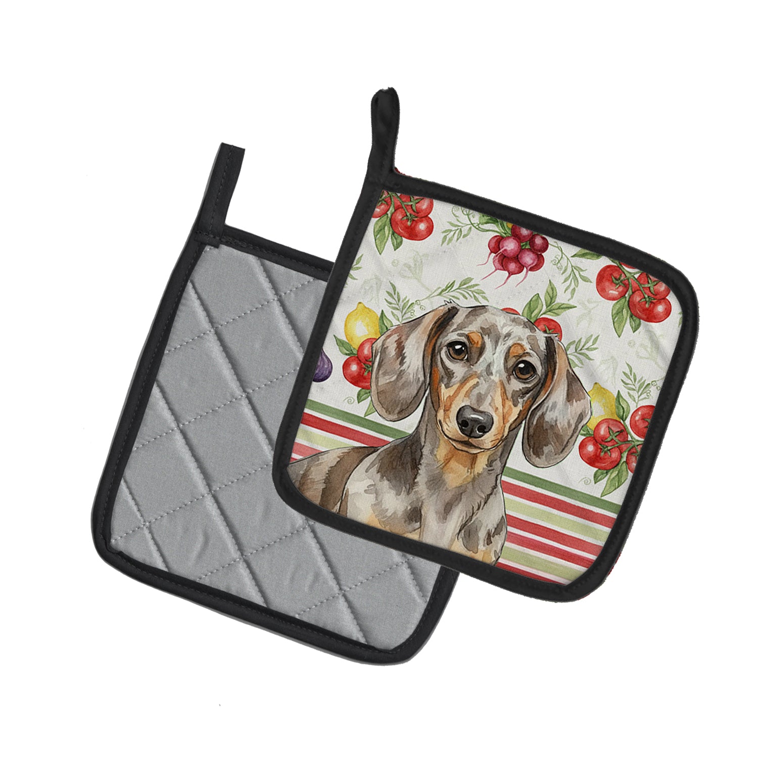 Caroline's Treasures Dapple Dachshund Vegetables Pair of Pot Holders