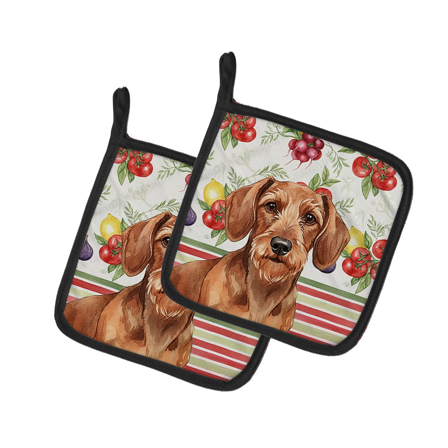 Caroline's Treasures Wirehaired Red Dachshund Vegetables Pair of Pot Holders