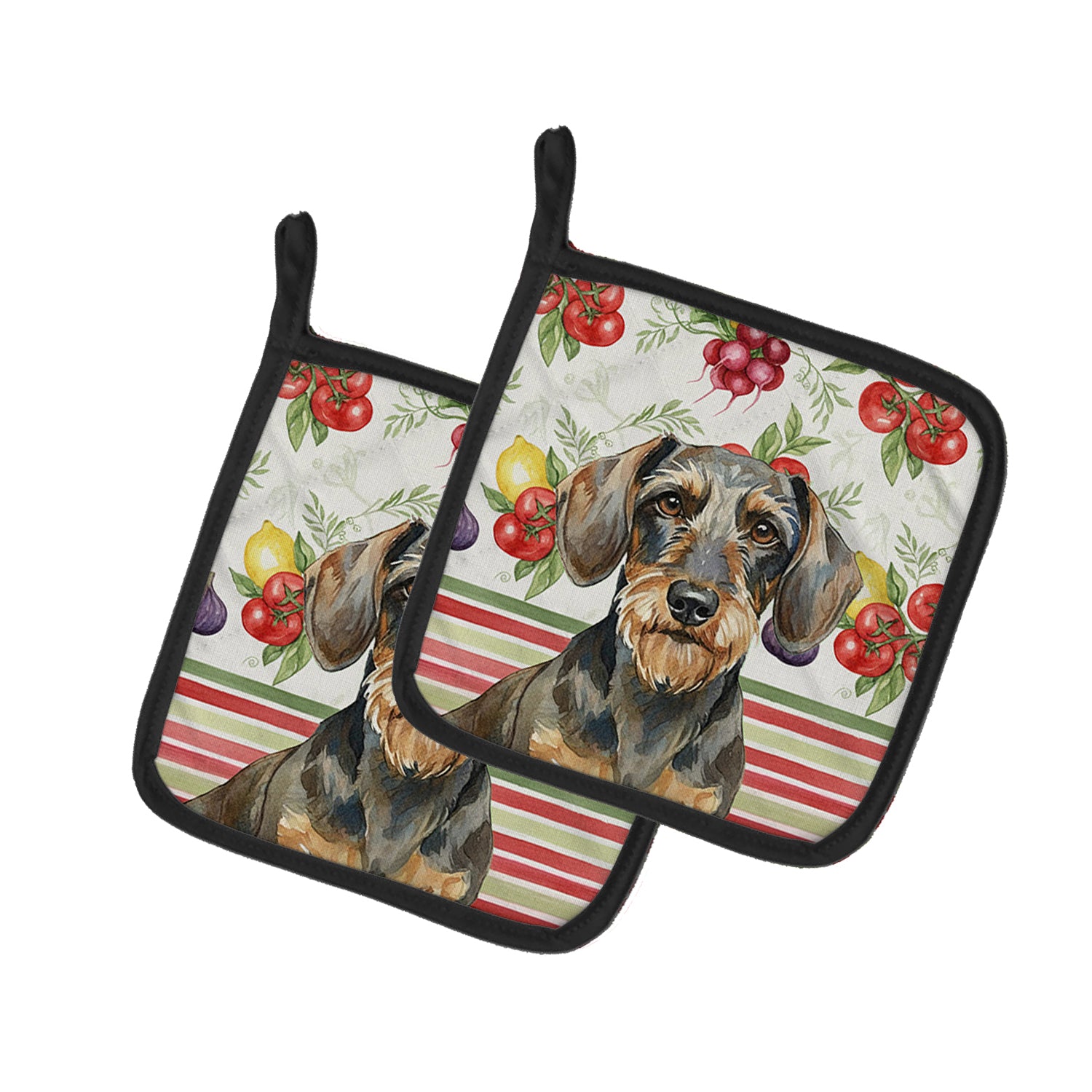 Caroline's Treasures Wirehaired Wild Boar Dachshund Vegetables Pair of Pot Holders