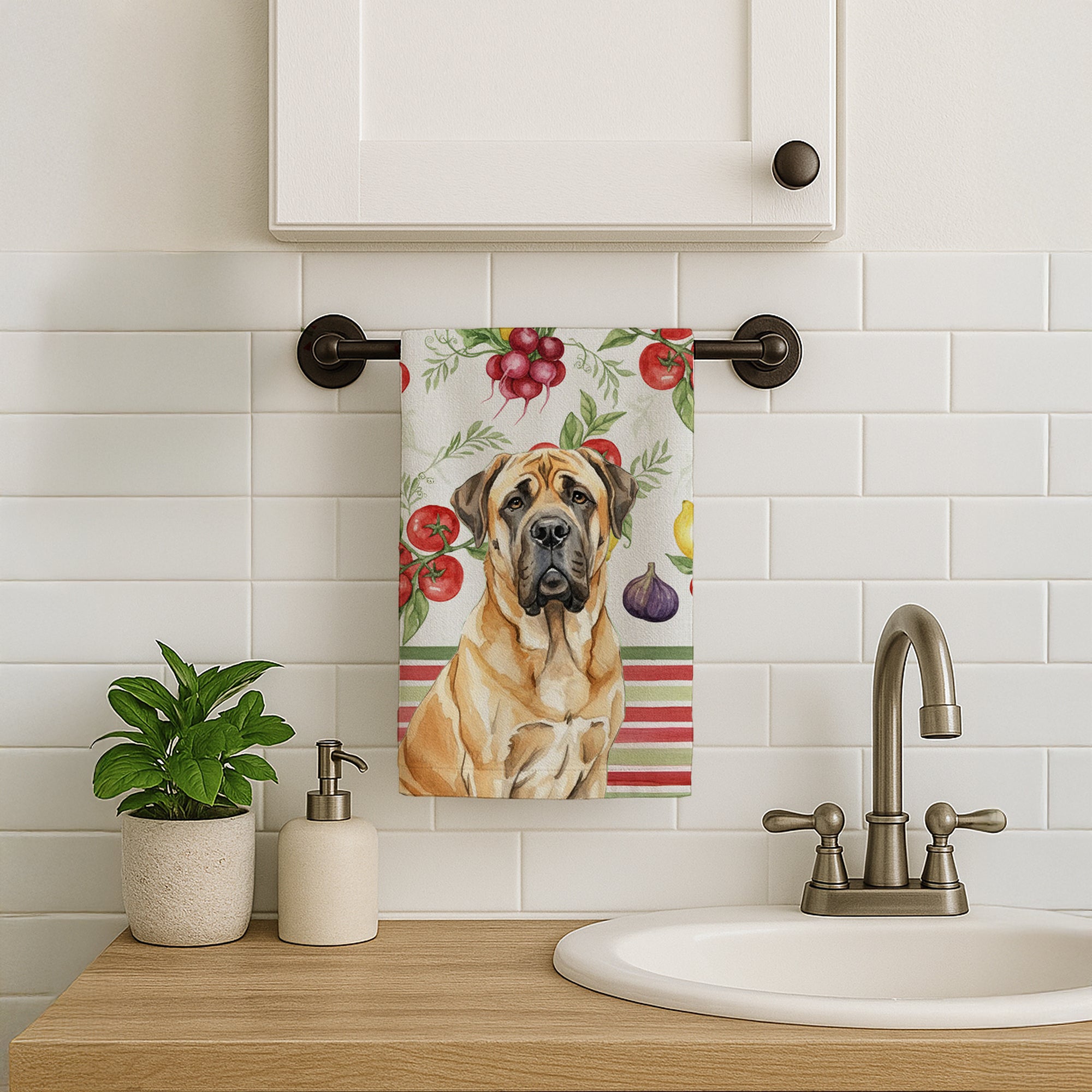 Caroline's Treasures Fawn English Mastiff Vegetables Kitchen Towel