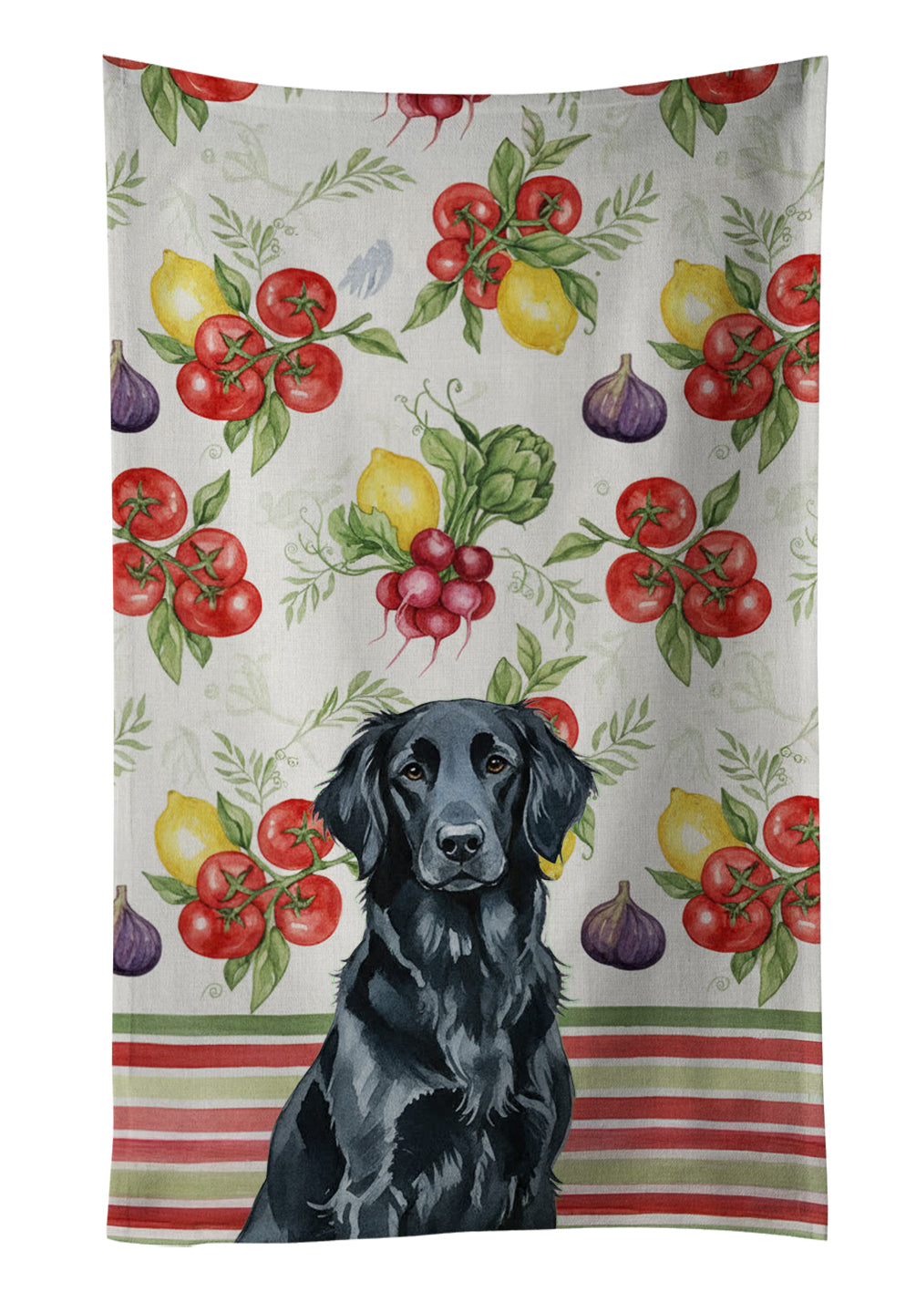 Caroline's Treasures Black Flat-Coated Retriever Vegetables Kitchen Towel