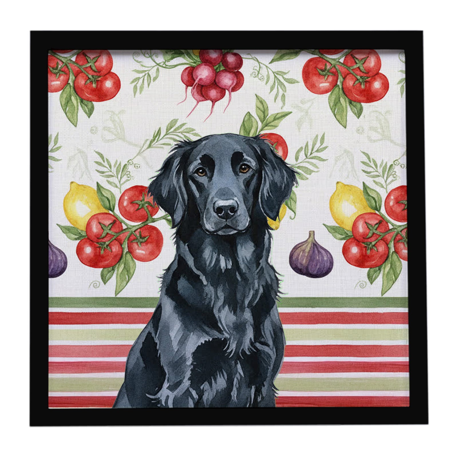 Caroline's Treasures Black Flat-Coated Retriever Vegetables Framed Metal Print