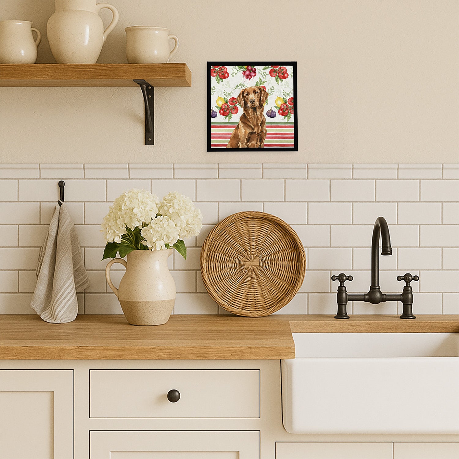 Caroline's Treasures Liver Flat-Coated Retriever Vegetables Framed Metal Print