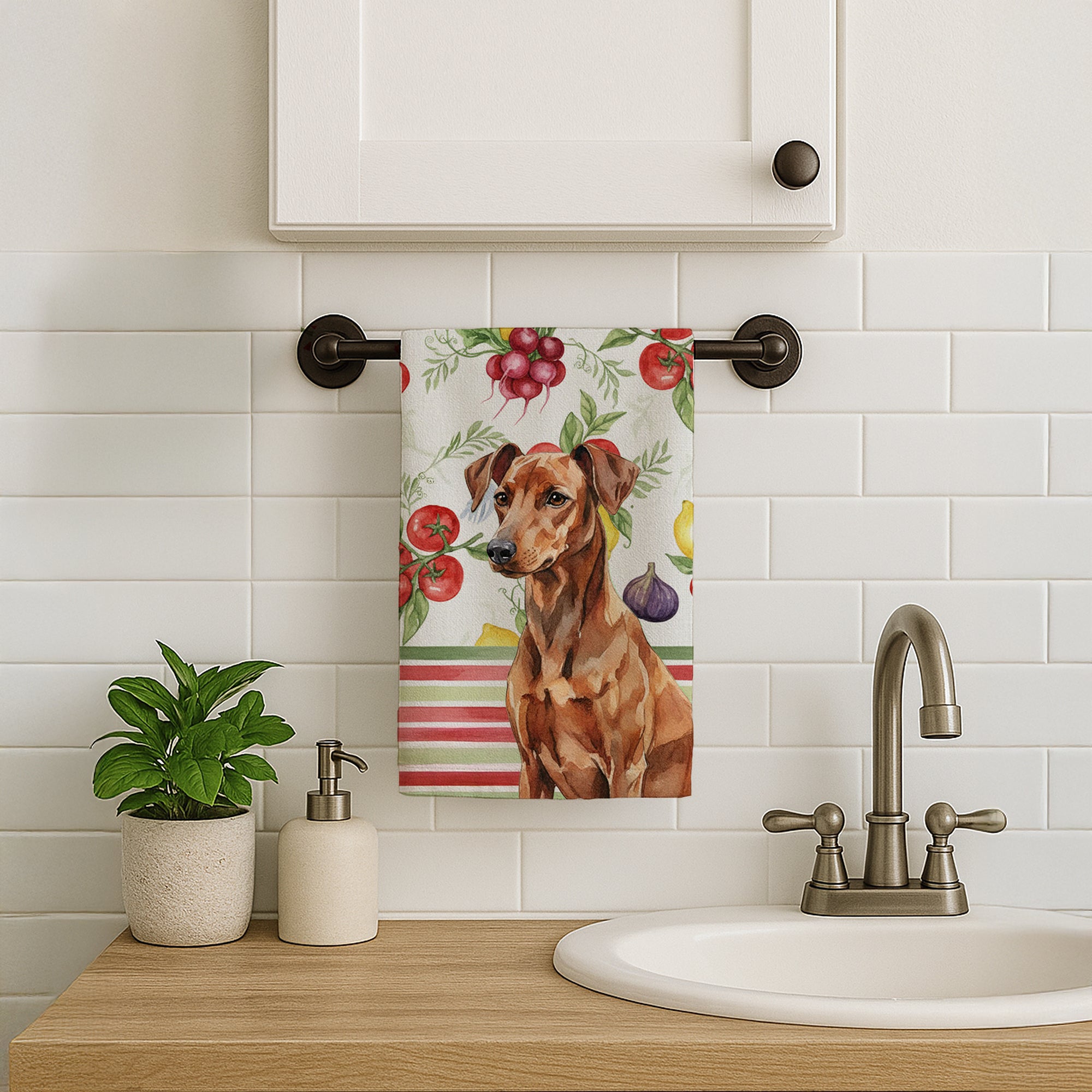 Caroline's Treasures Red German Pinscher Vegetables Kitchen Towel