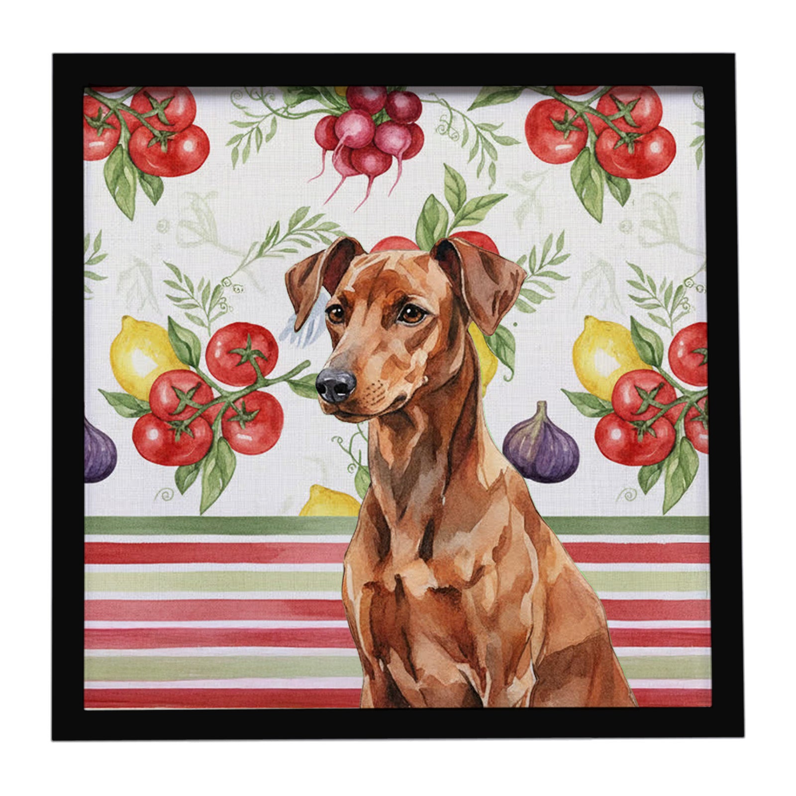 Caroline's Treasures Red German Pinscher Vegetables Framed Metal Print