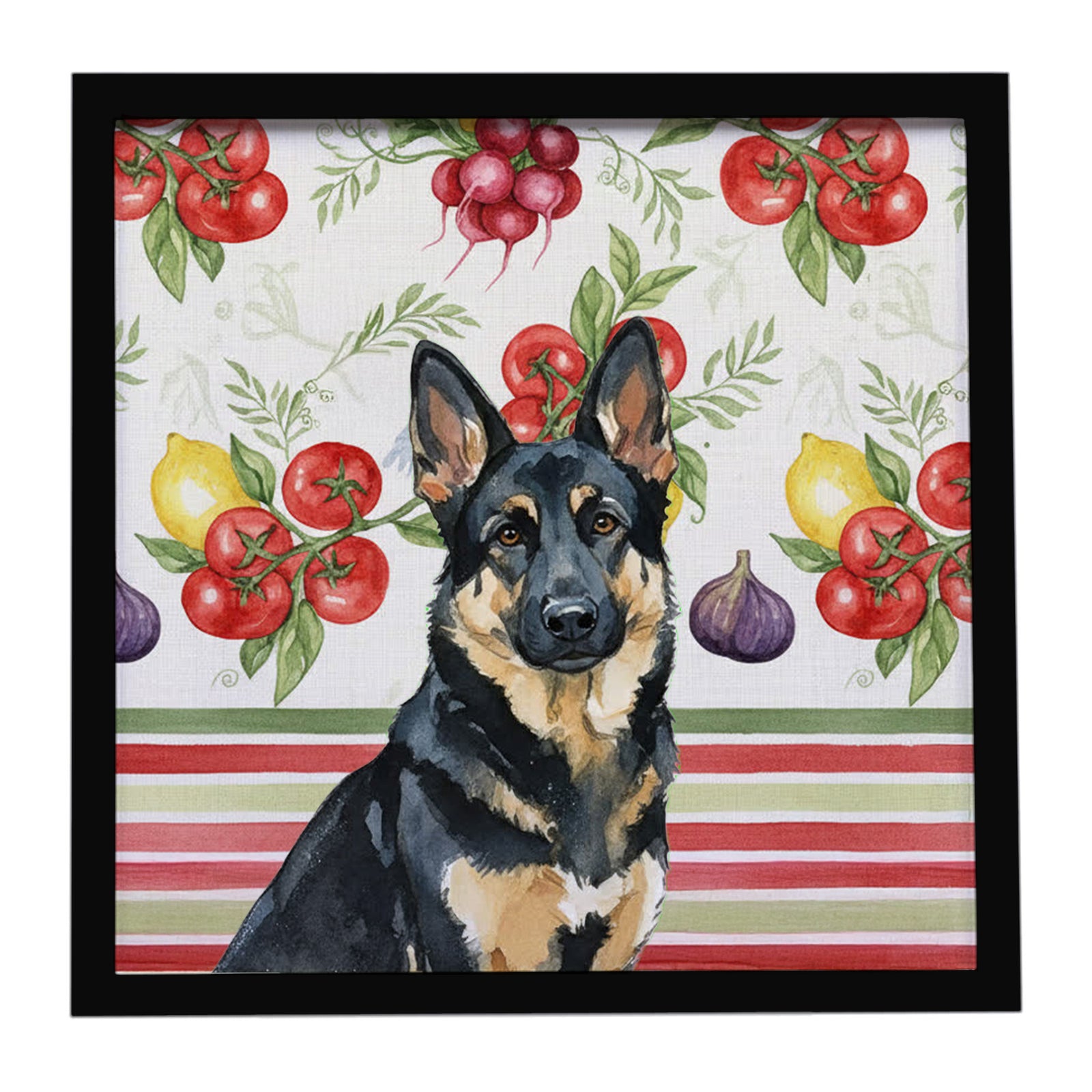 Caroline's Treasures Black and Tan German Shepherd Vegetables Framed Metal Print