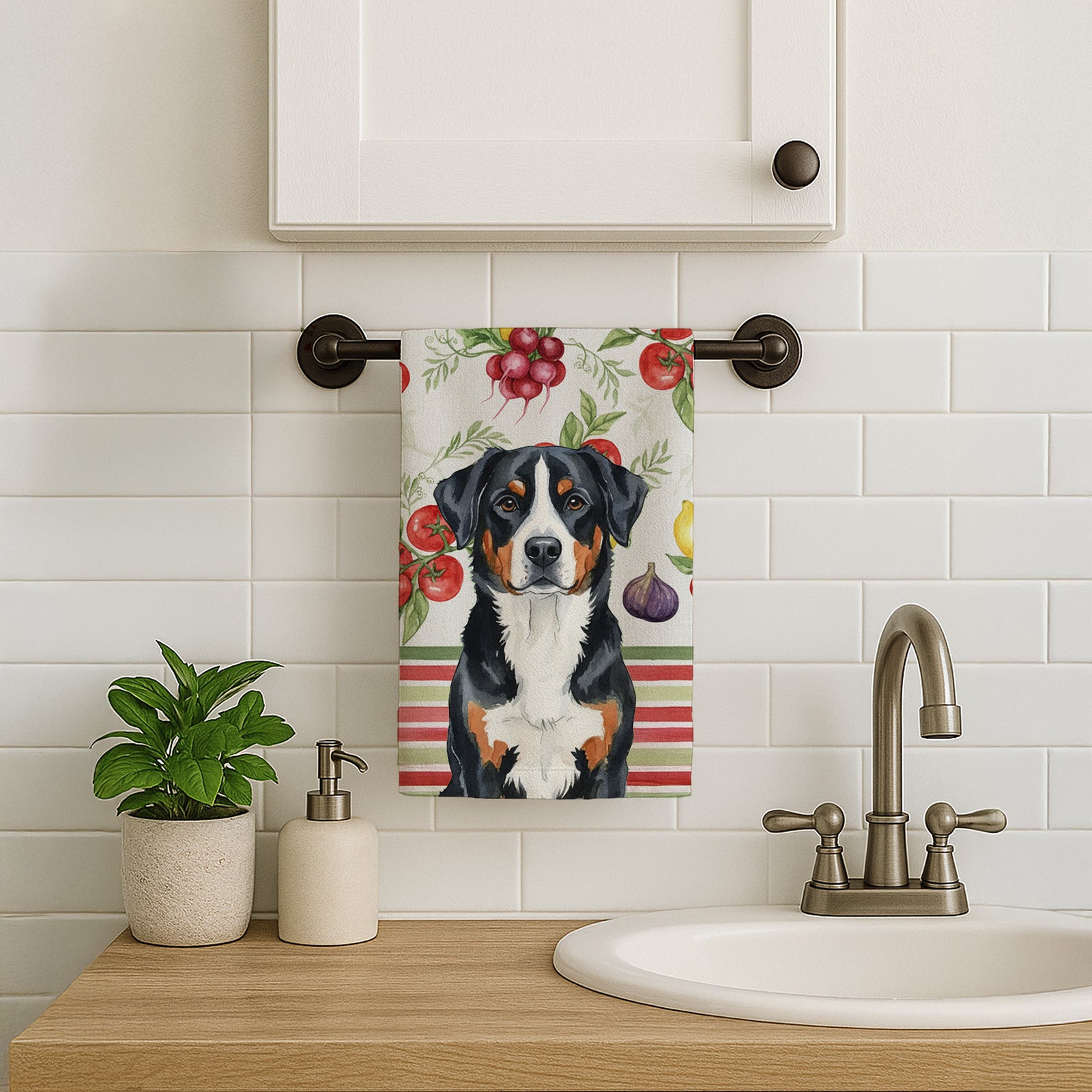 Caroline's Treasures Greater Swiss Mountain Dog Vegetables Kitchen Towel