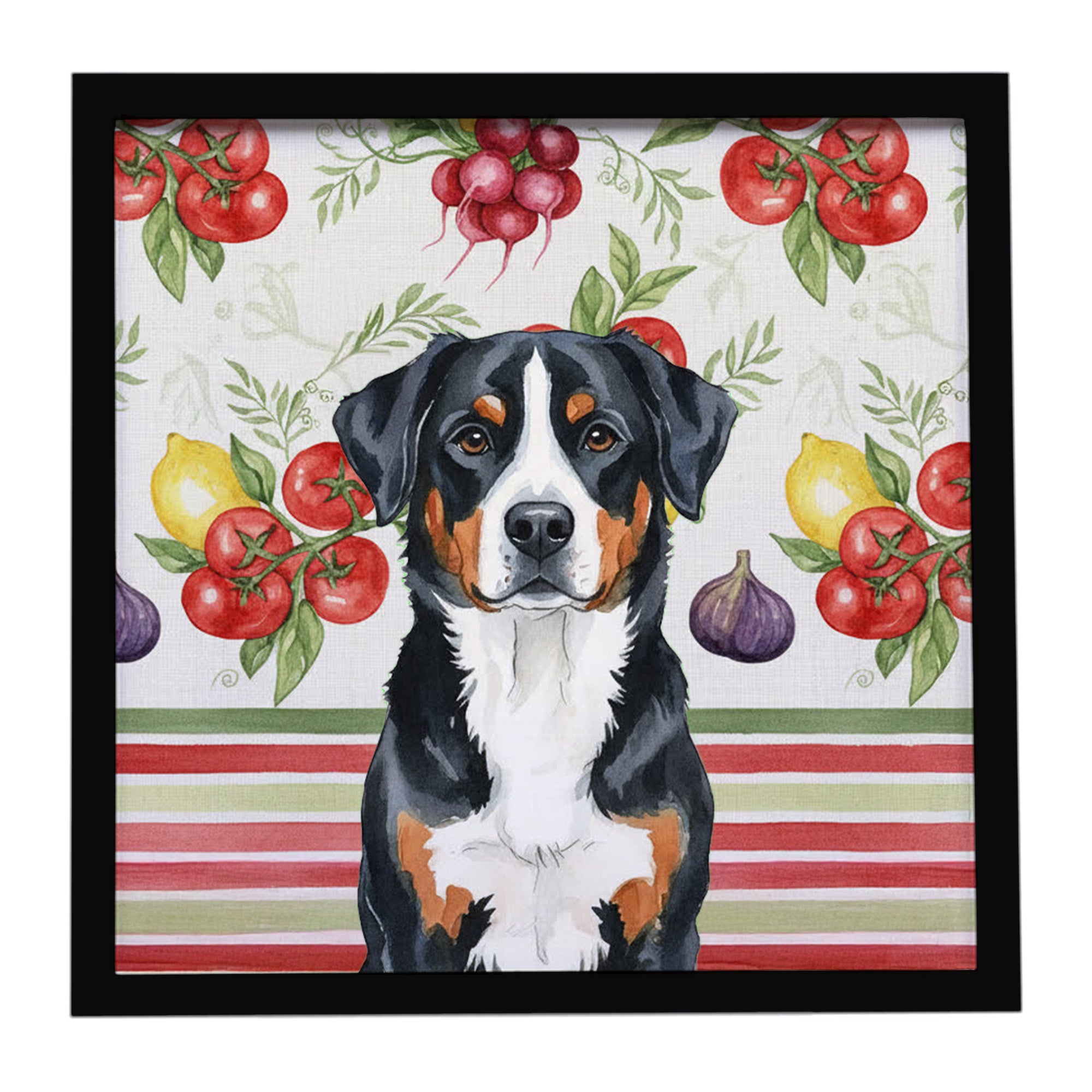 Caroline's Treasures Greater Swiss Mountain Dog Vegetables Framed Metal Print
