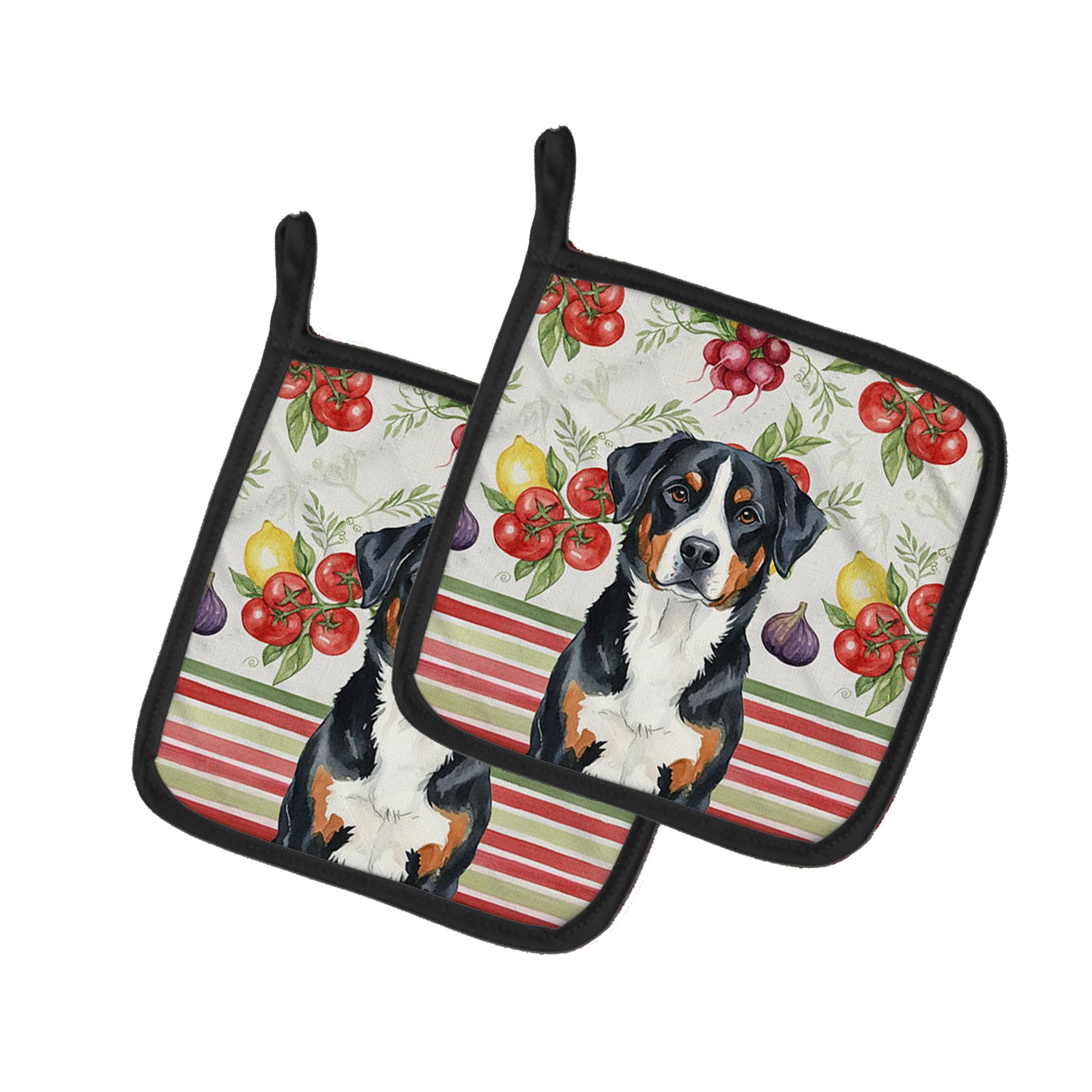 Caroline's Treasures Greater Swiss Mountain Dog Vegetables Pair of Pot Holders
