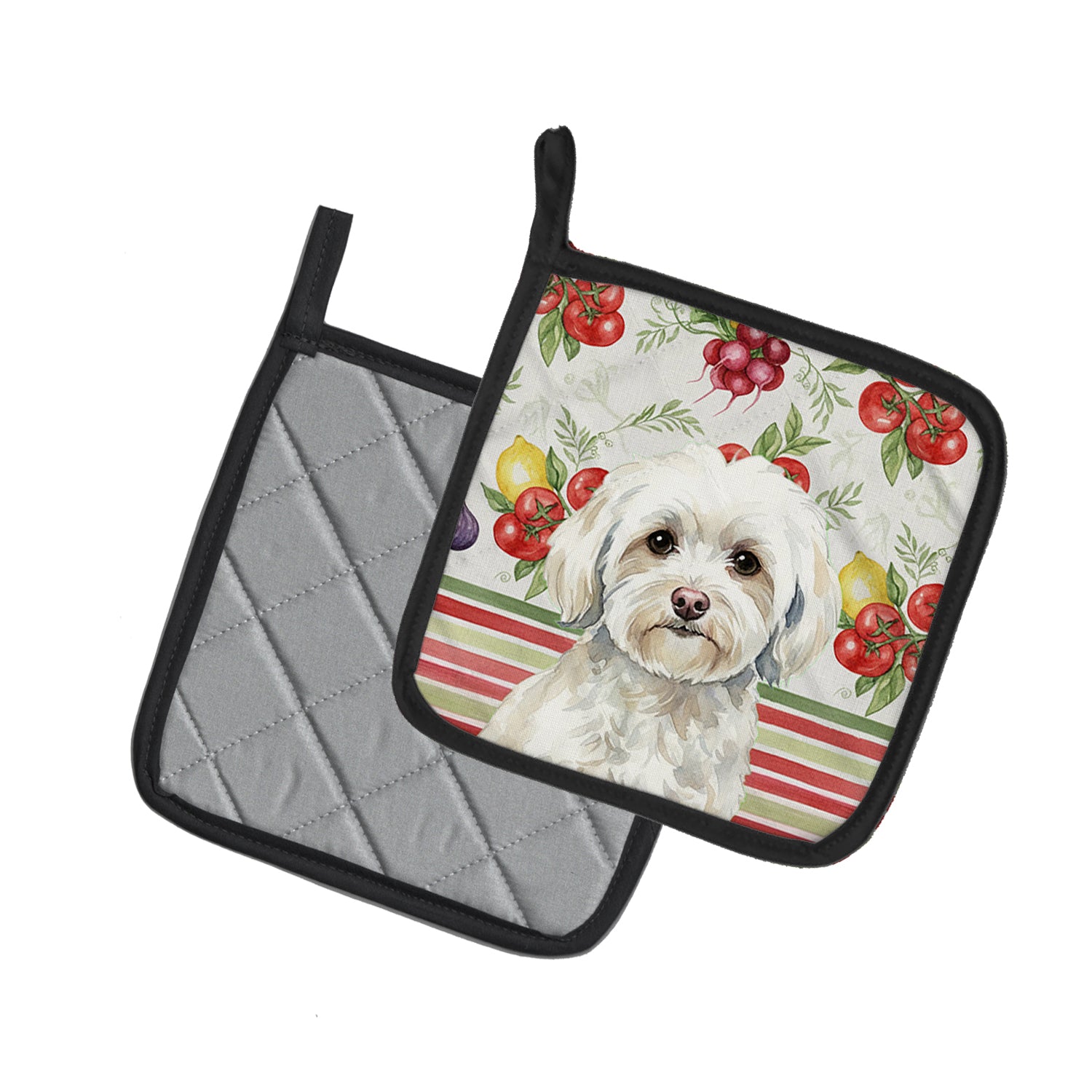 Caroline's Treasures White Havanese Vegetables Pair of Pot Holders