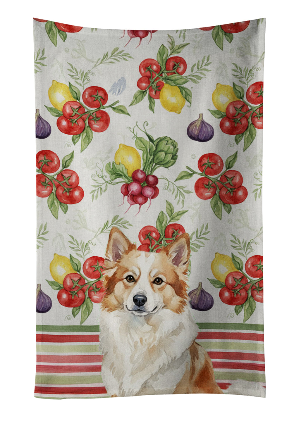 Caroline's Treasures Tan Icelandic Sheepdog Vegetables Kitchen Towel