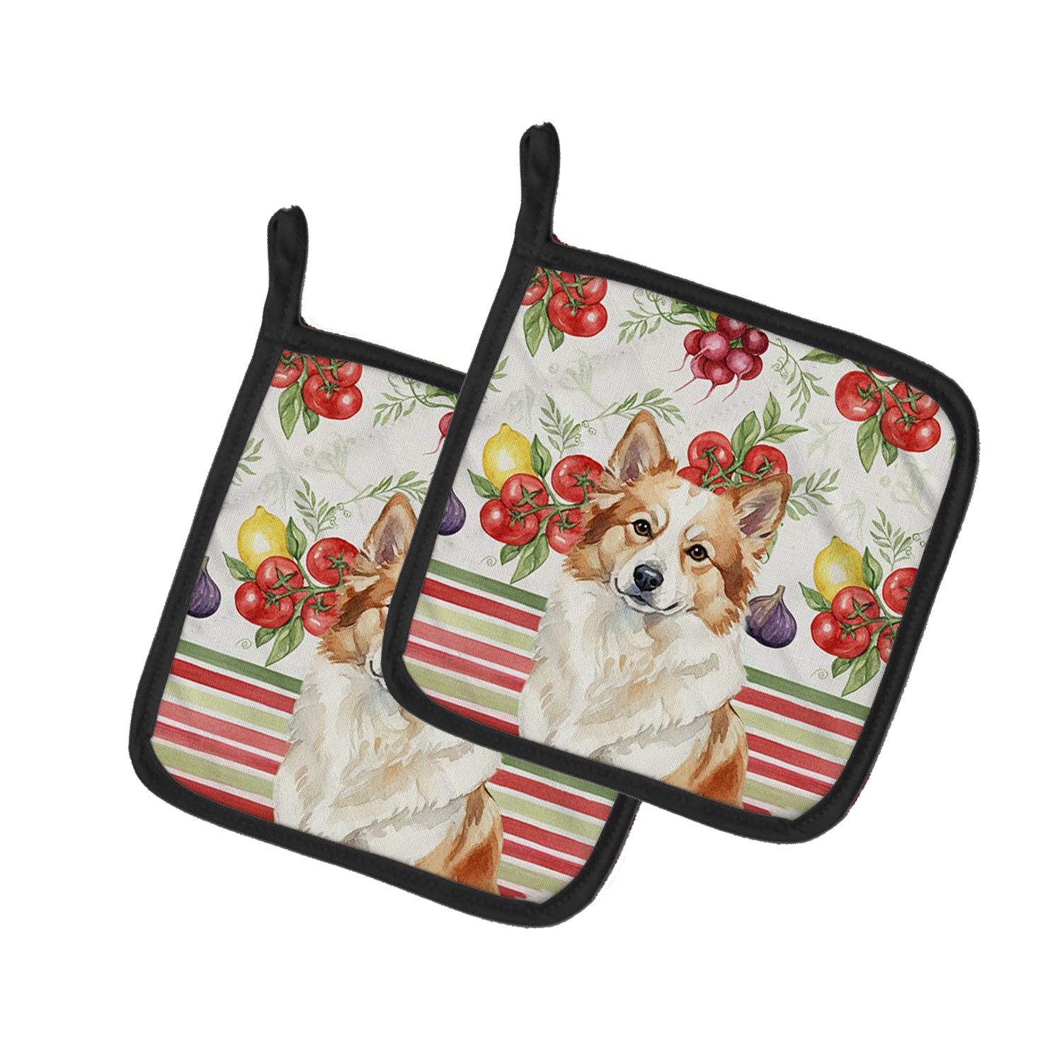 Caroline's Treasures Tan Icelandic Sheepdog Vegetables Pair of Pot Holders