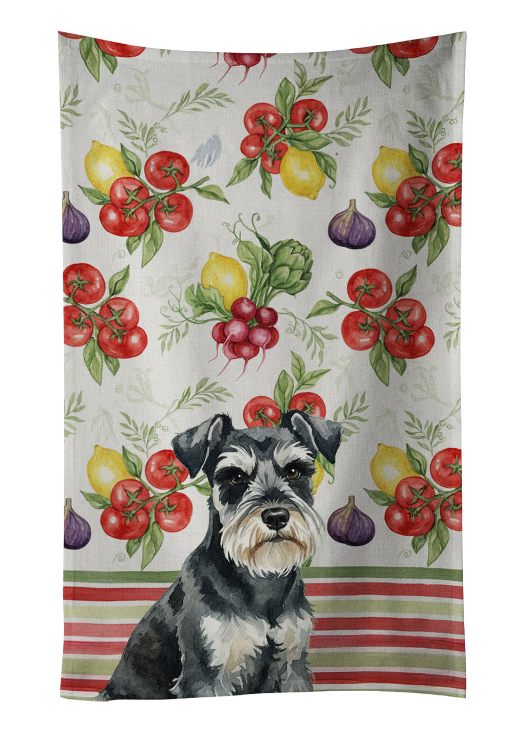 Caroline's Treasures Black & Silver Miniature Schnauzer Vegetables Kitchen Towel