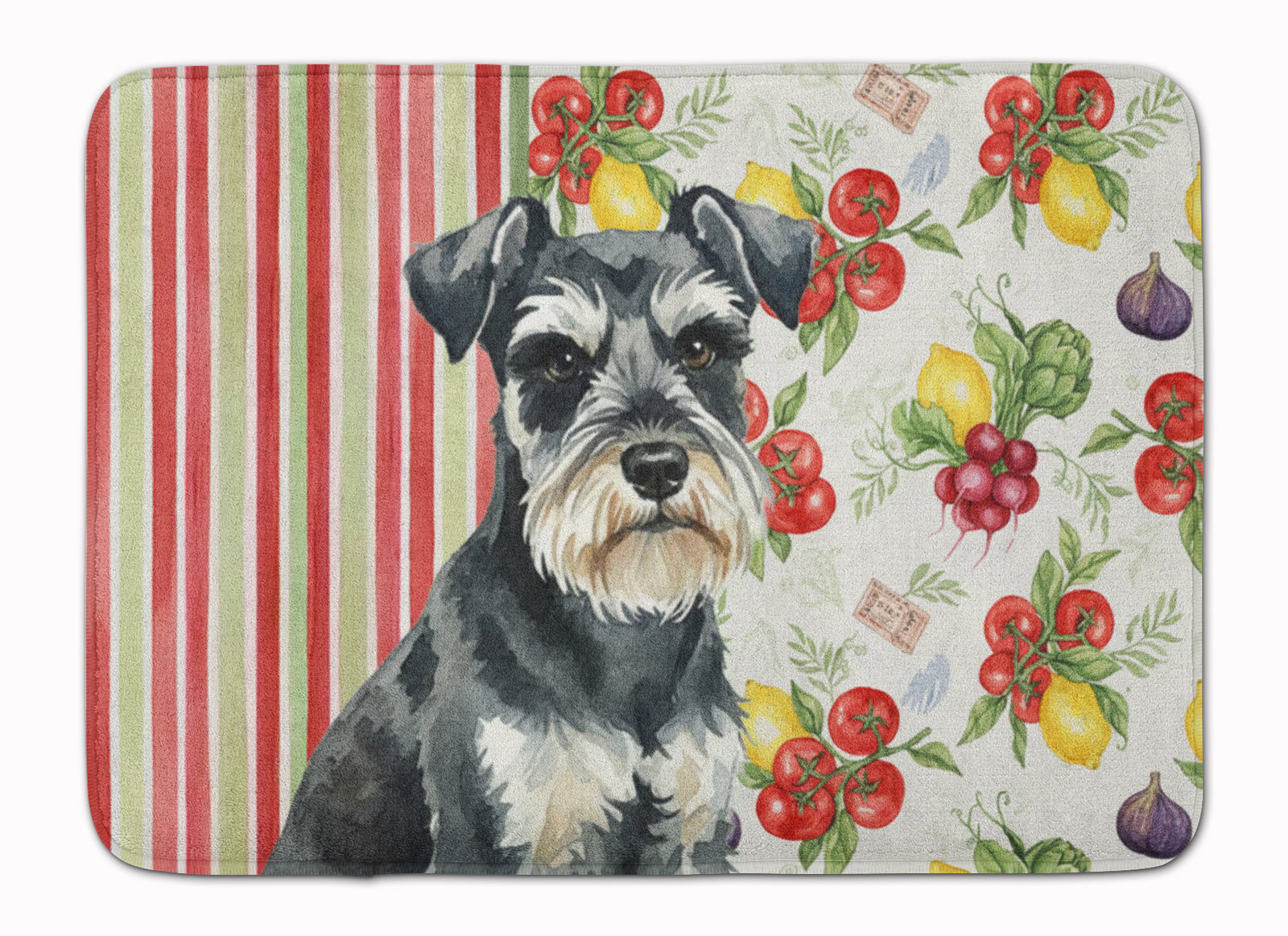 Caroline's Treasures Black & Silver Miniature Schnauzer Vegetables Memory Foam Kitchen Mat
