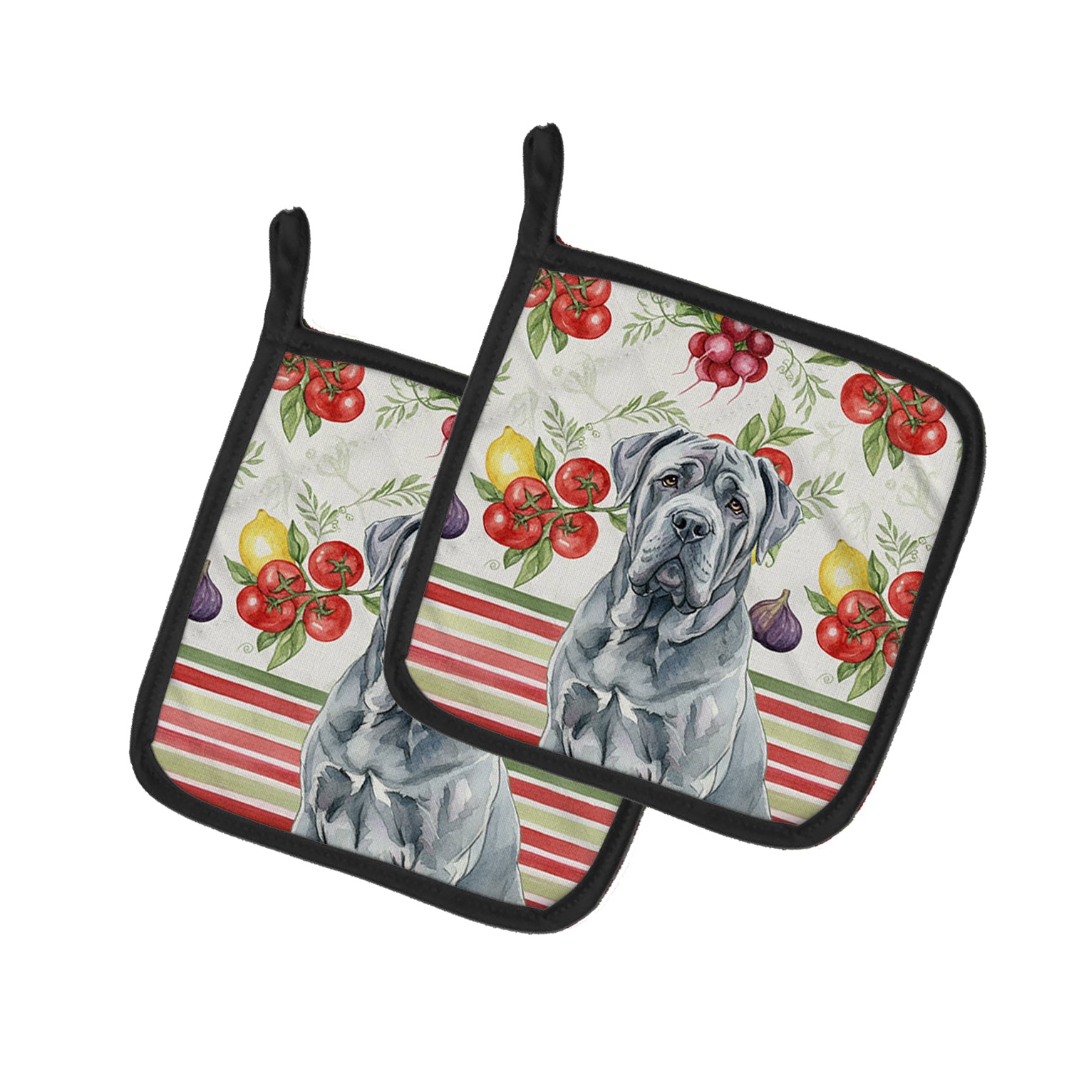 Caroline's Treasures Blue Neapolitan Mastiff Vegetables Pair of Pot Holders