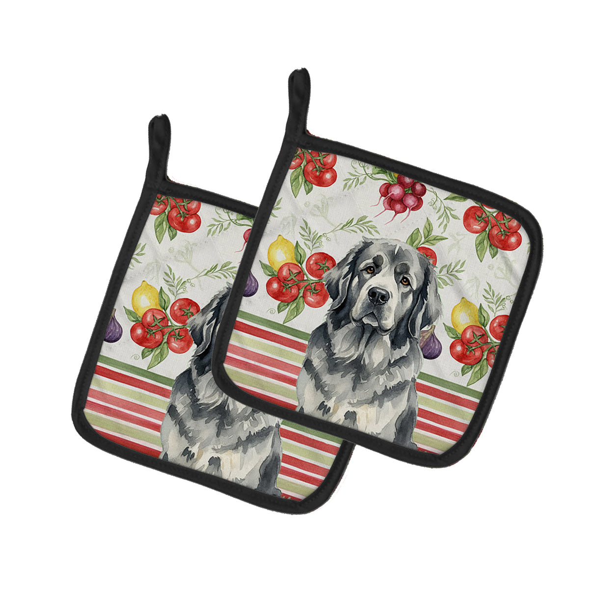 Caroline's Treasures Gray Newfoundland Vegetables Pair of Pot Holders