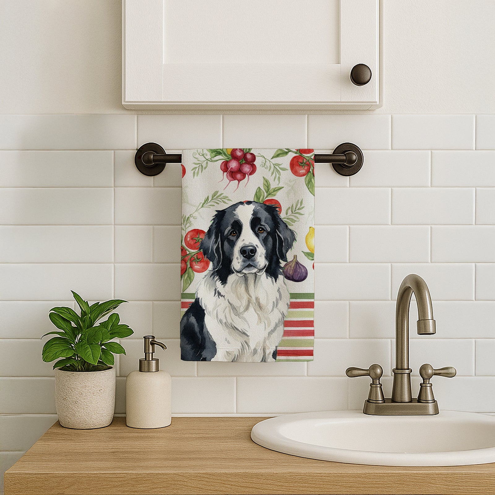 Caroline's Treasures Landseer Newfoundland Vegetables Kitchen Towel