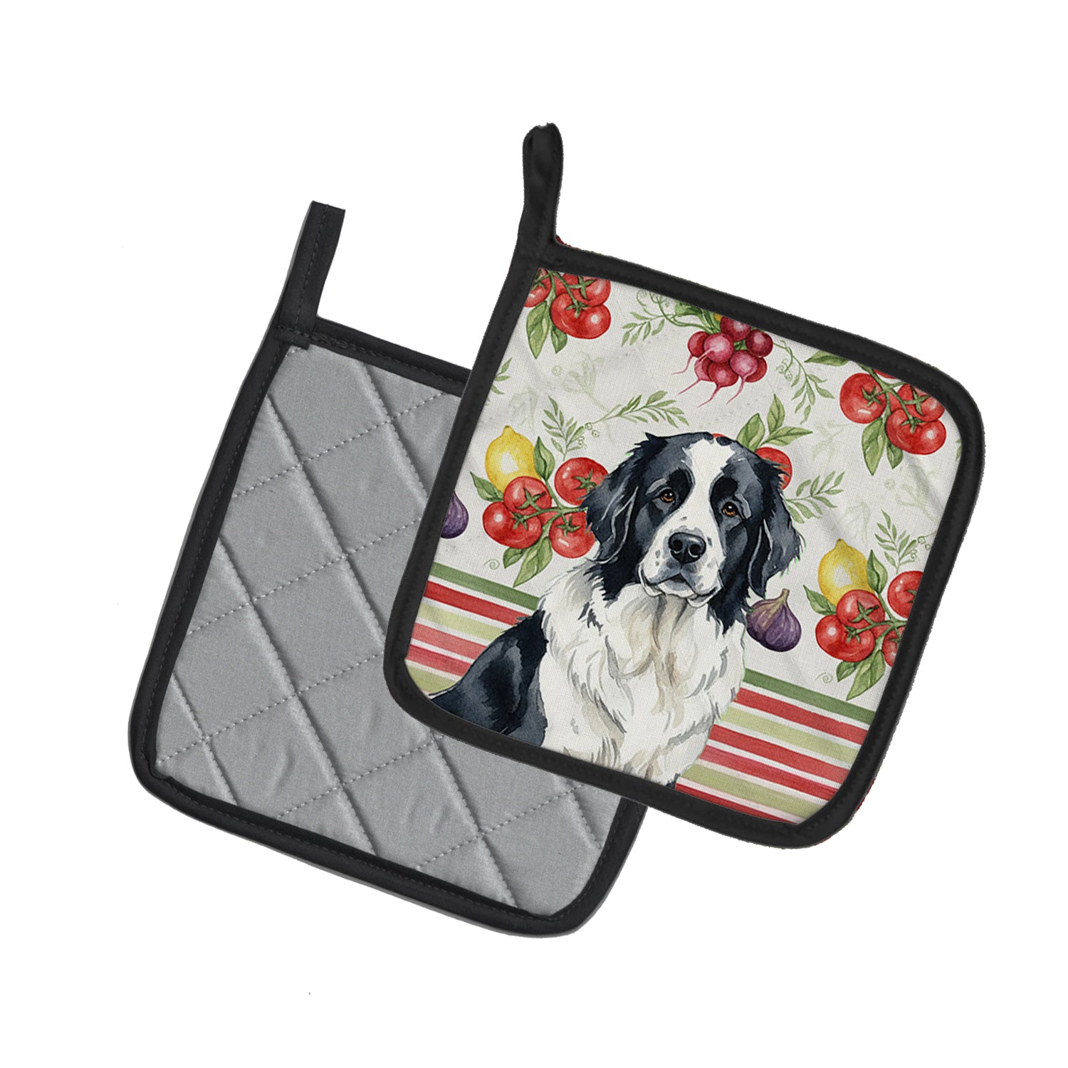 Caroline's Treasures Landseer Newfoundland Vegetables Pair of Pot Holders