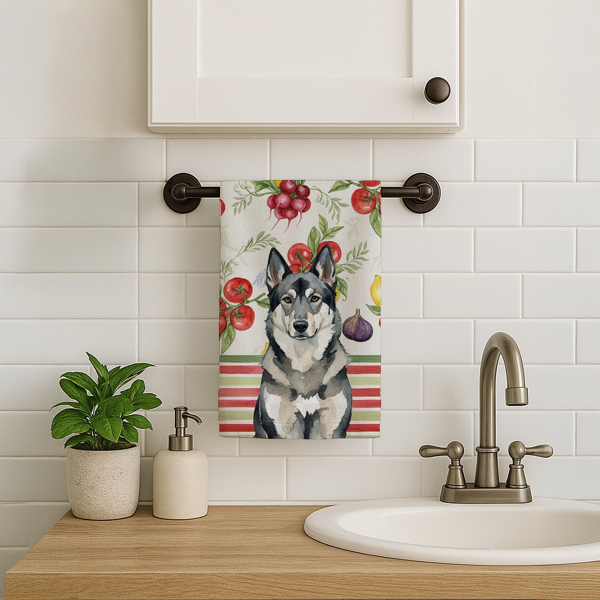 Caroline's Treasures Norwegian Elkhound Vegetables Kitchen Towel