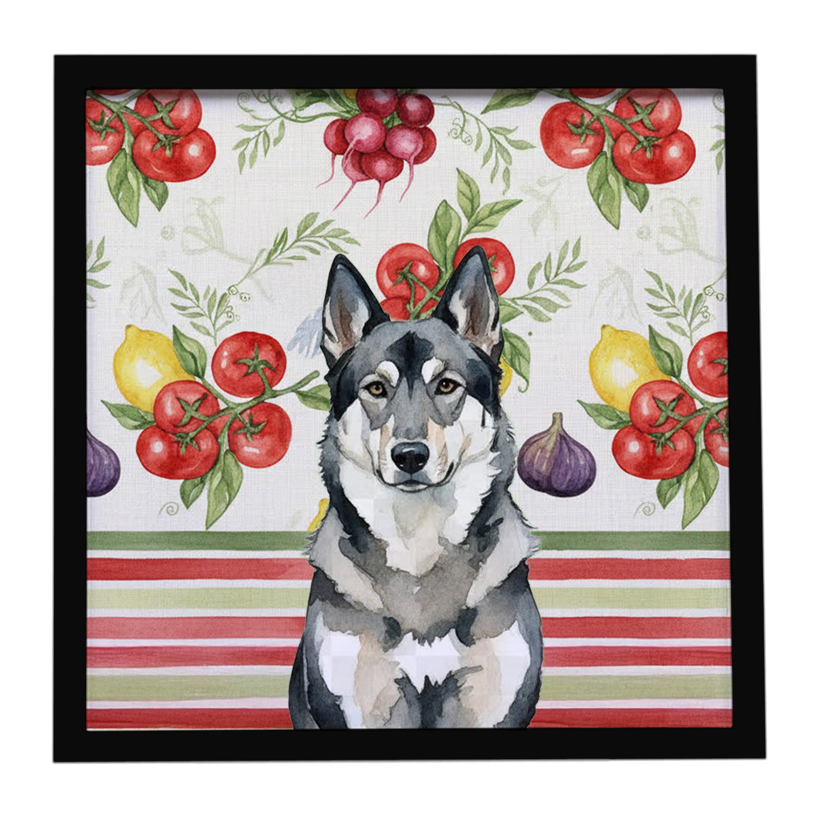 Caroline's Treasures Norwegian Elkhound Vegetables Framed Metal Print