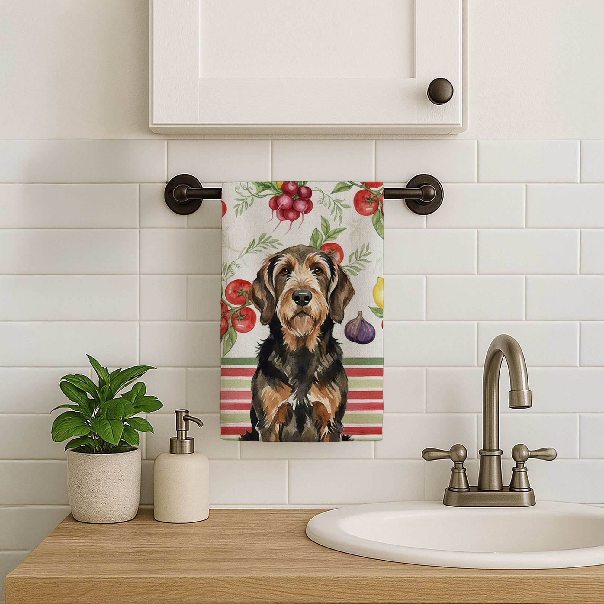 Caroline's Treasures Black and Tan Otterhound Vegetables Kitchen Towel