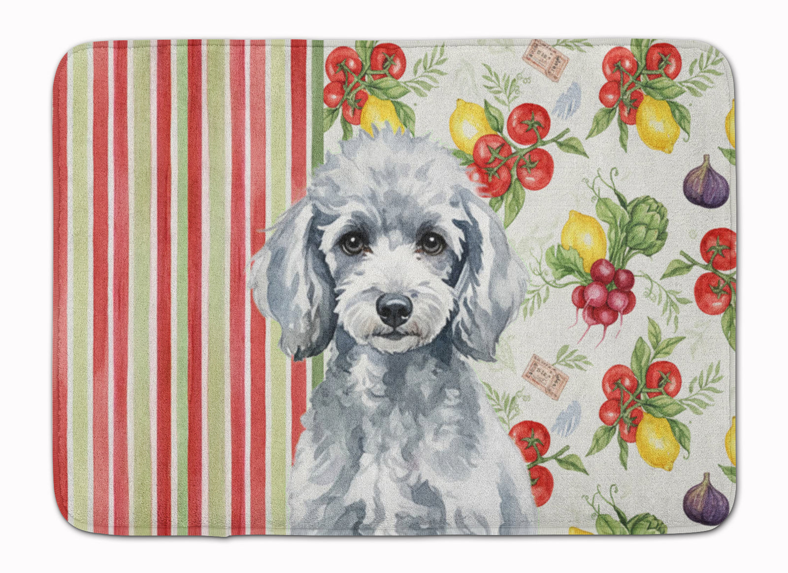 Caroline's Treasures Miniature Silver Poodle Vegetables Memory Foam Kitchen Mat