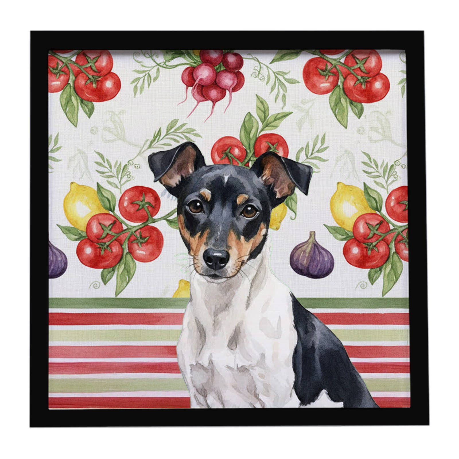 Caroline's Treasures Black and White Rat Terrier Vegetables Framed Metal Print