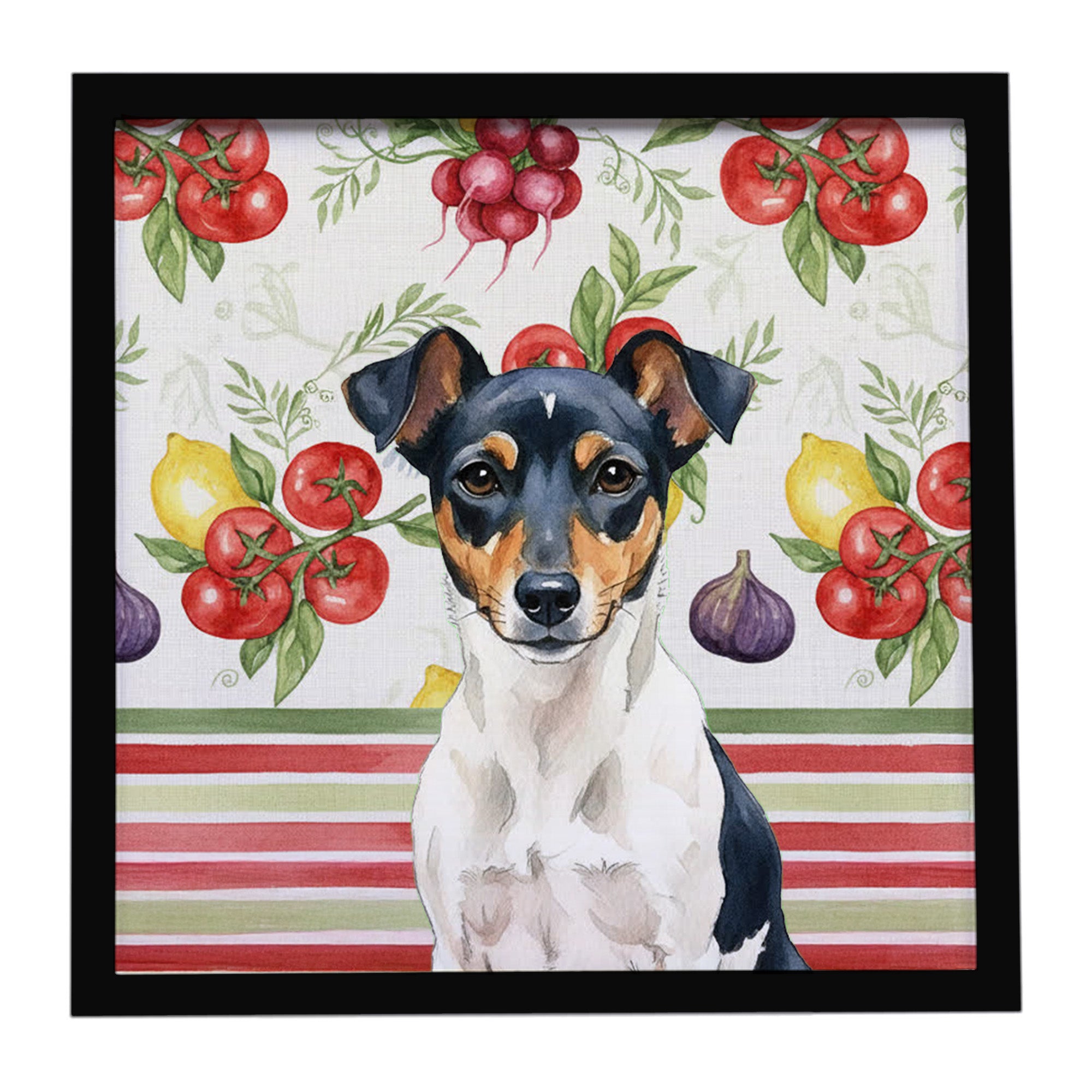 Caroline's Treasures Tricolor Rat Terrier Vegetables Framed Metal Print
