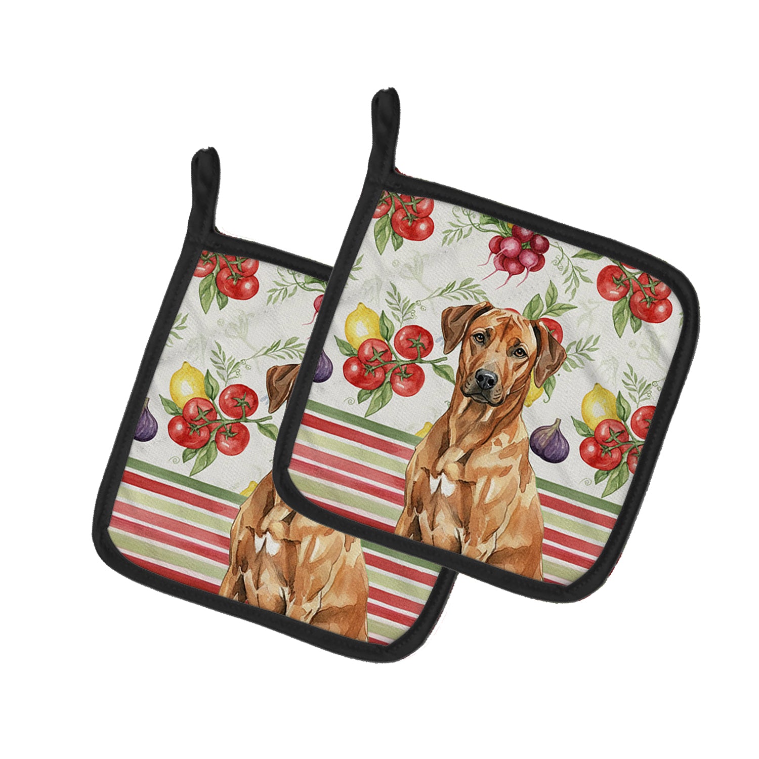 Caroline's Treasures Rhodesian Ridgeback Vegetables Pair of Pot Holders