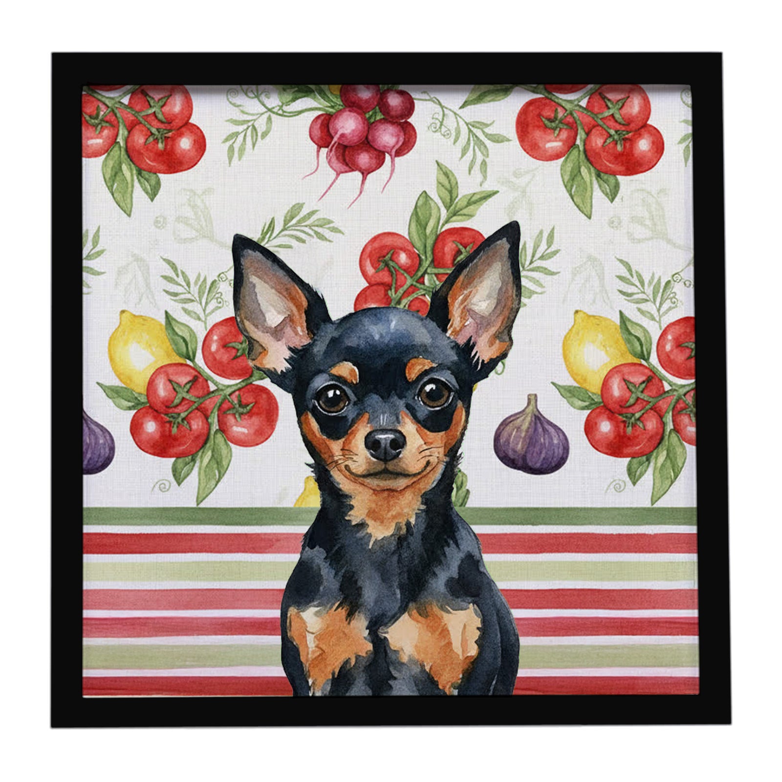 Caroline's Treasures Black and Tan Russian Toy Vegetables Framed Metal Print