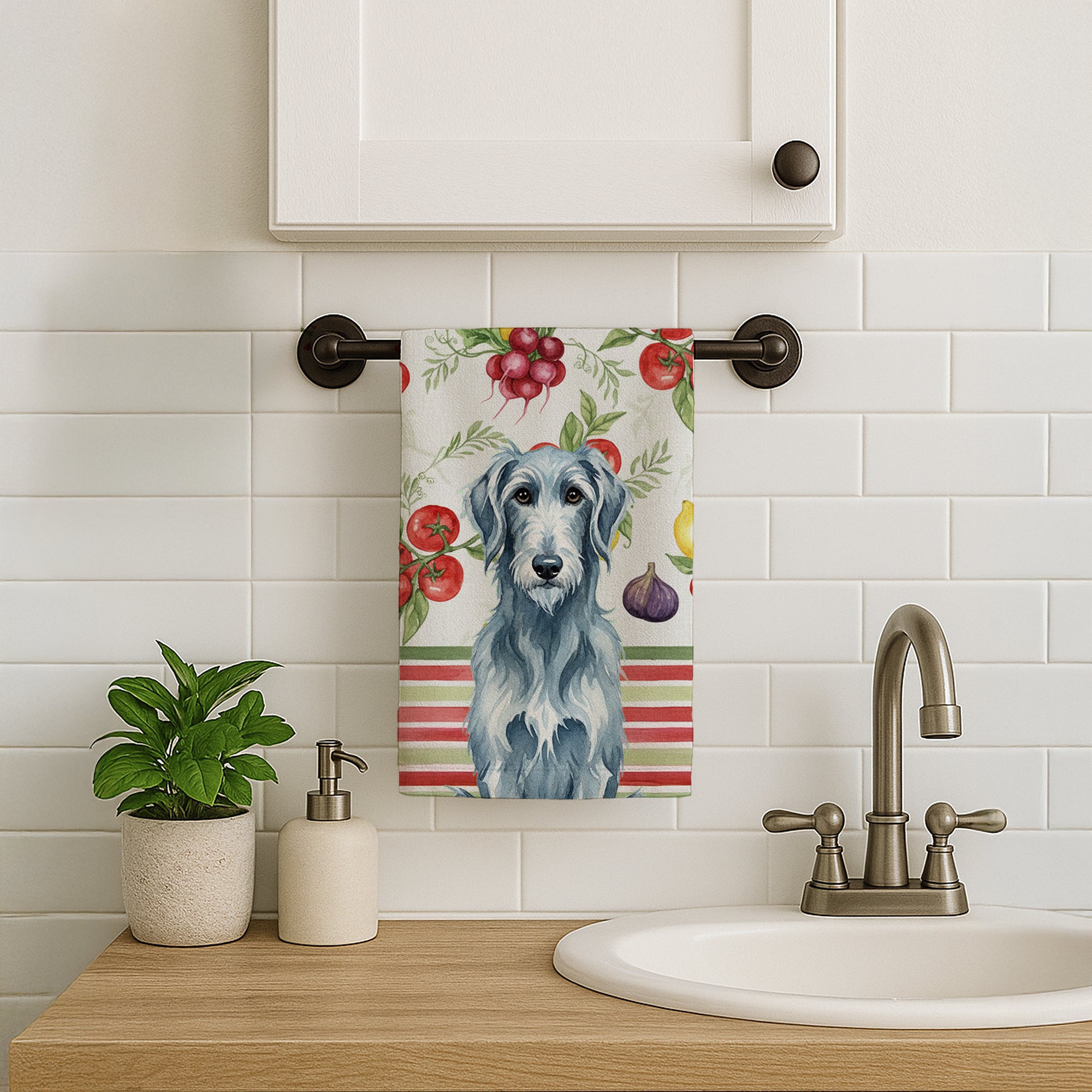 Caroline's Treasures Blue-Gray Scottish Deerhound Vegetables Kitchen Towel