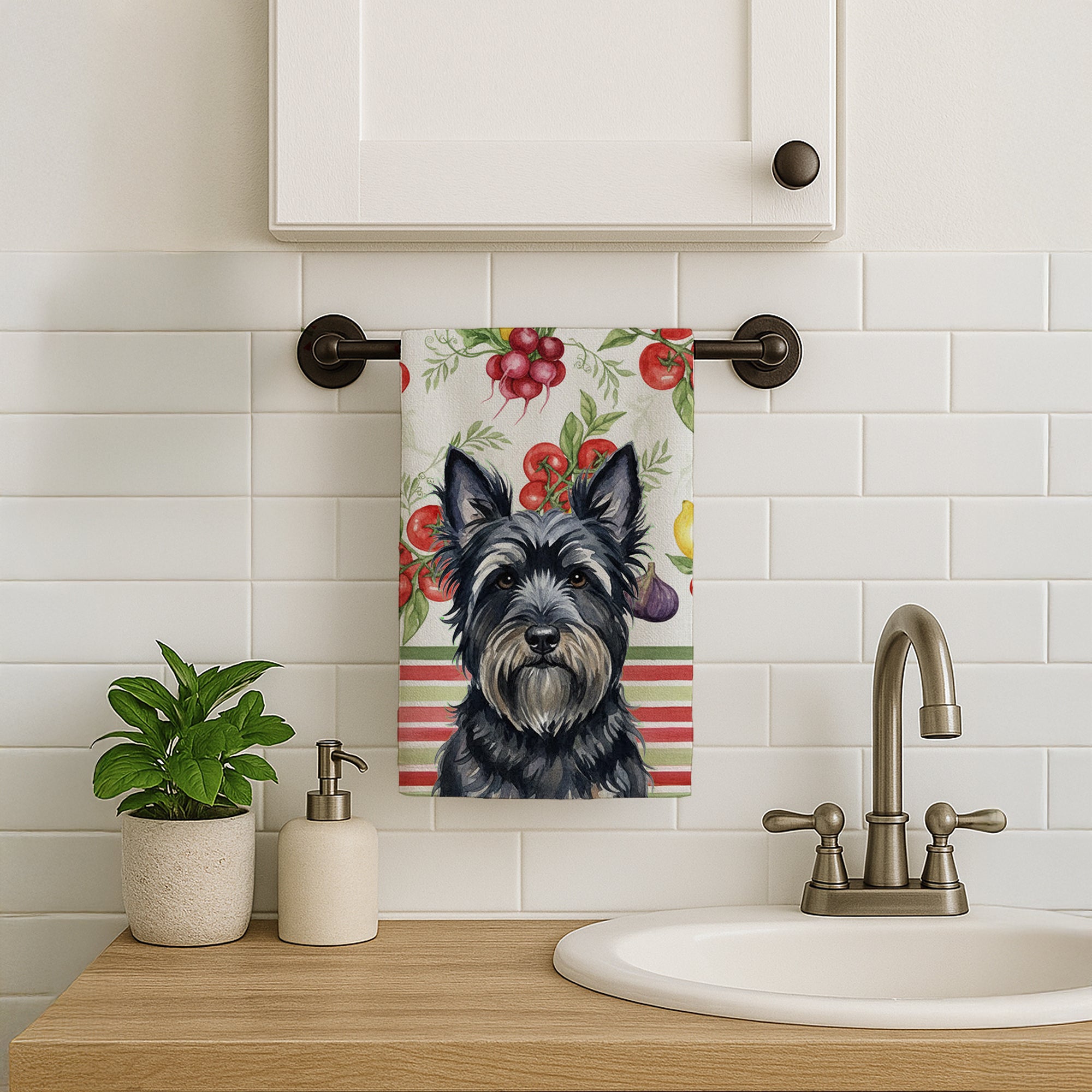 Caroline's Treasures Black Skye Terrier Vegetables Kitchen Towel