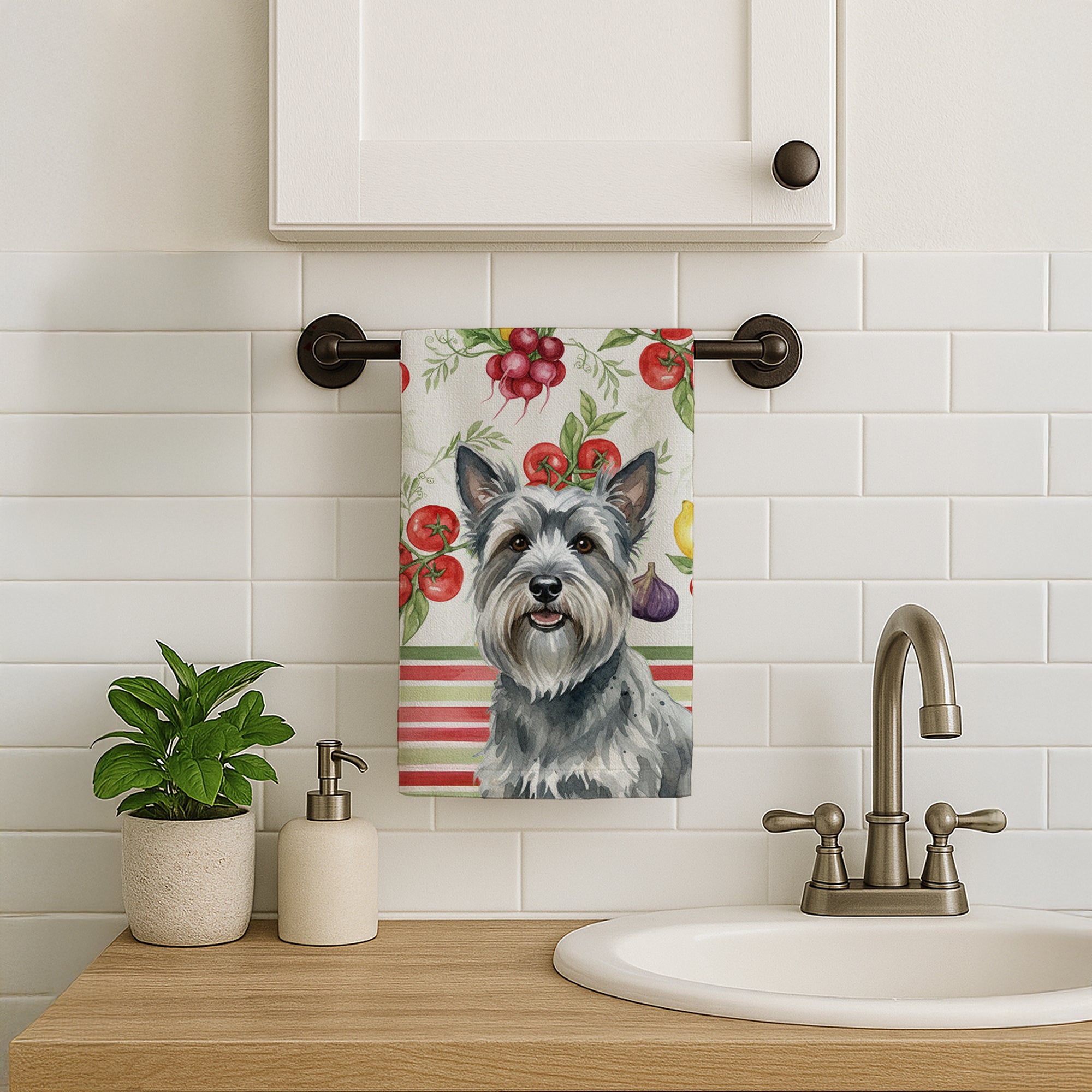 Caroline's Treasures Gray Skye Terrier Vegetables Kitchen Towel